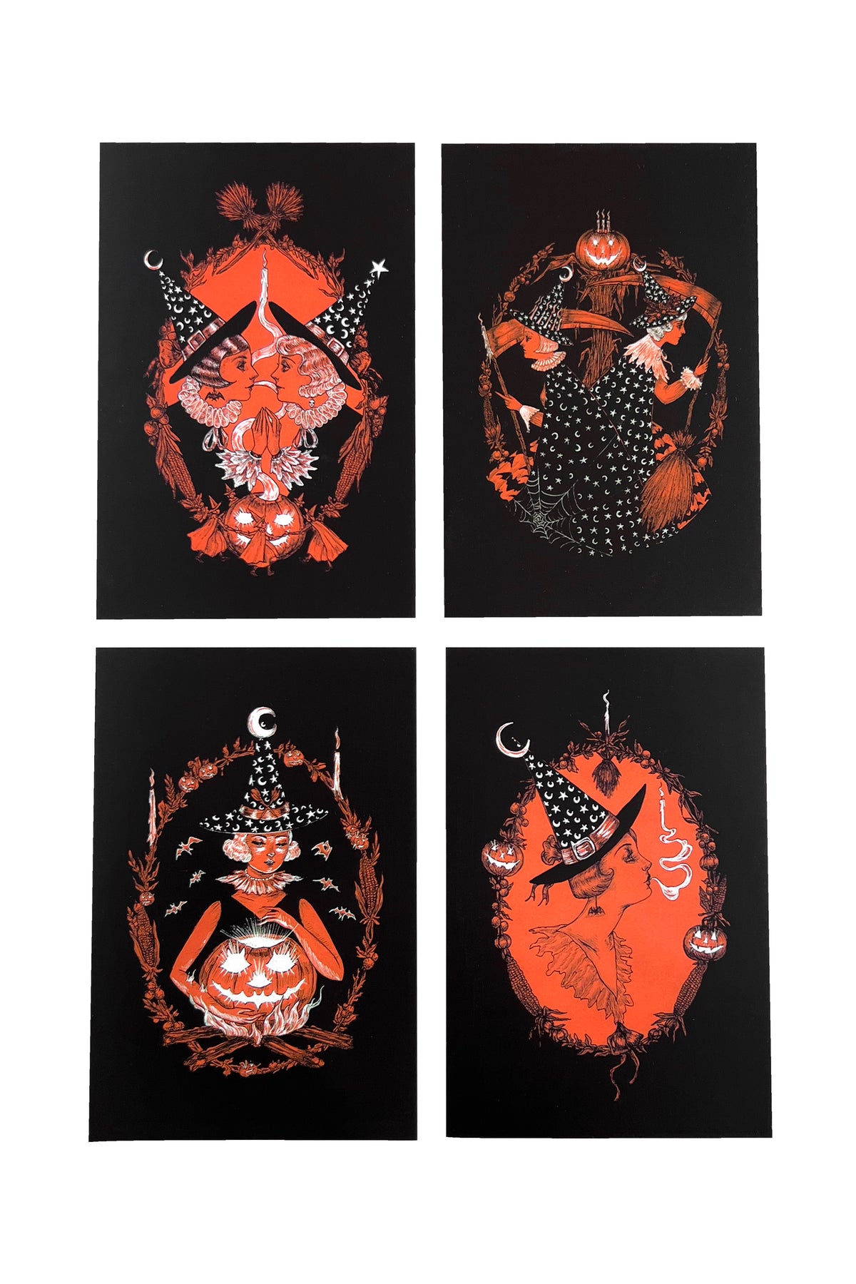 greeting card set with halloween art by mary syring
