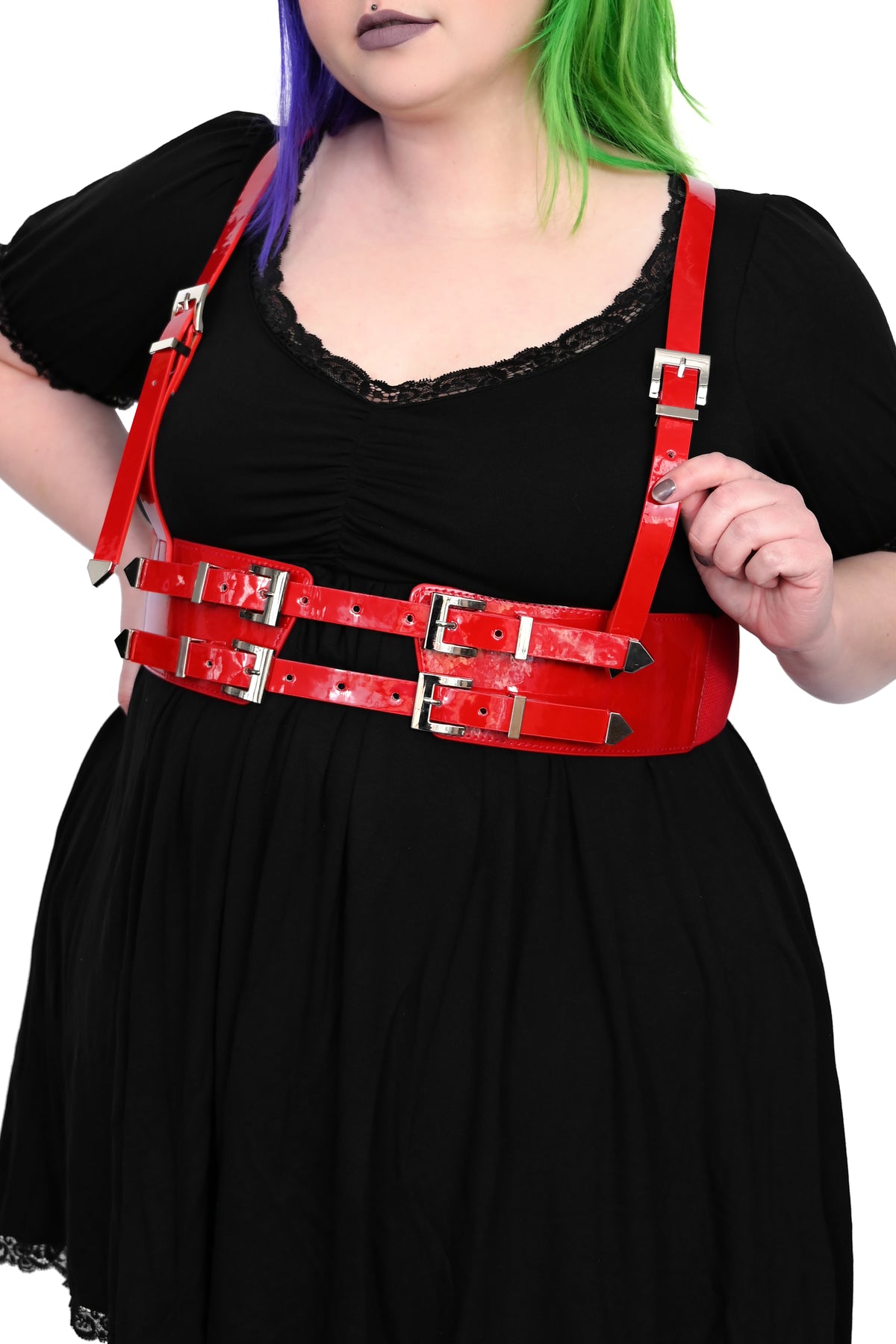 Patent Adjustable Harness Belt - Red - Plus Size!
