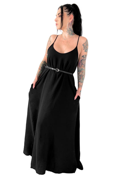 casual black maxi dress