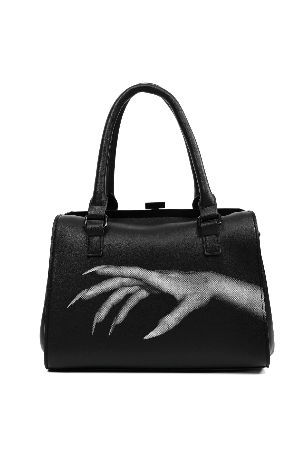 black bag with hand design on front and back