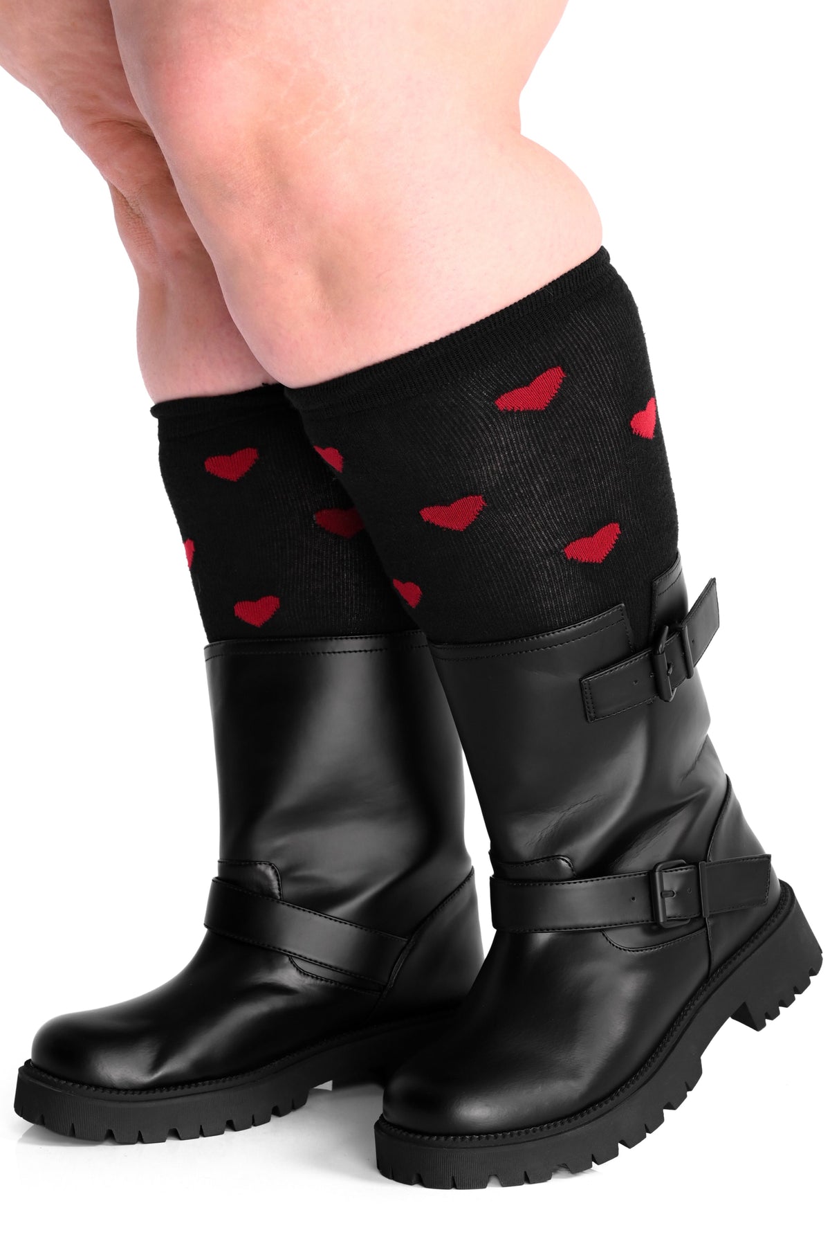 black rainboots with buckles and straps