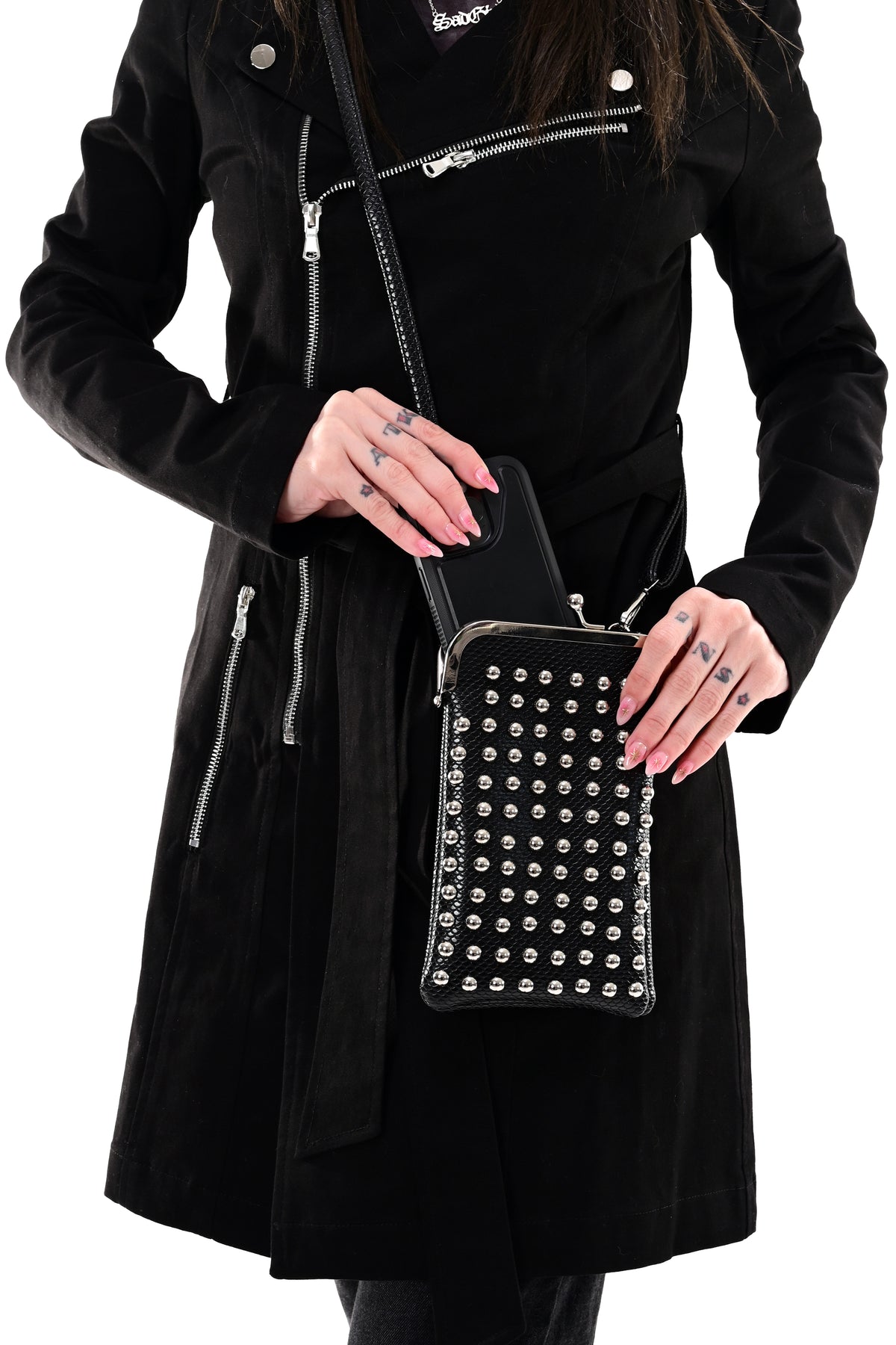 Studded Mini Crossbody Bag - Apple Leather