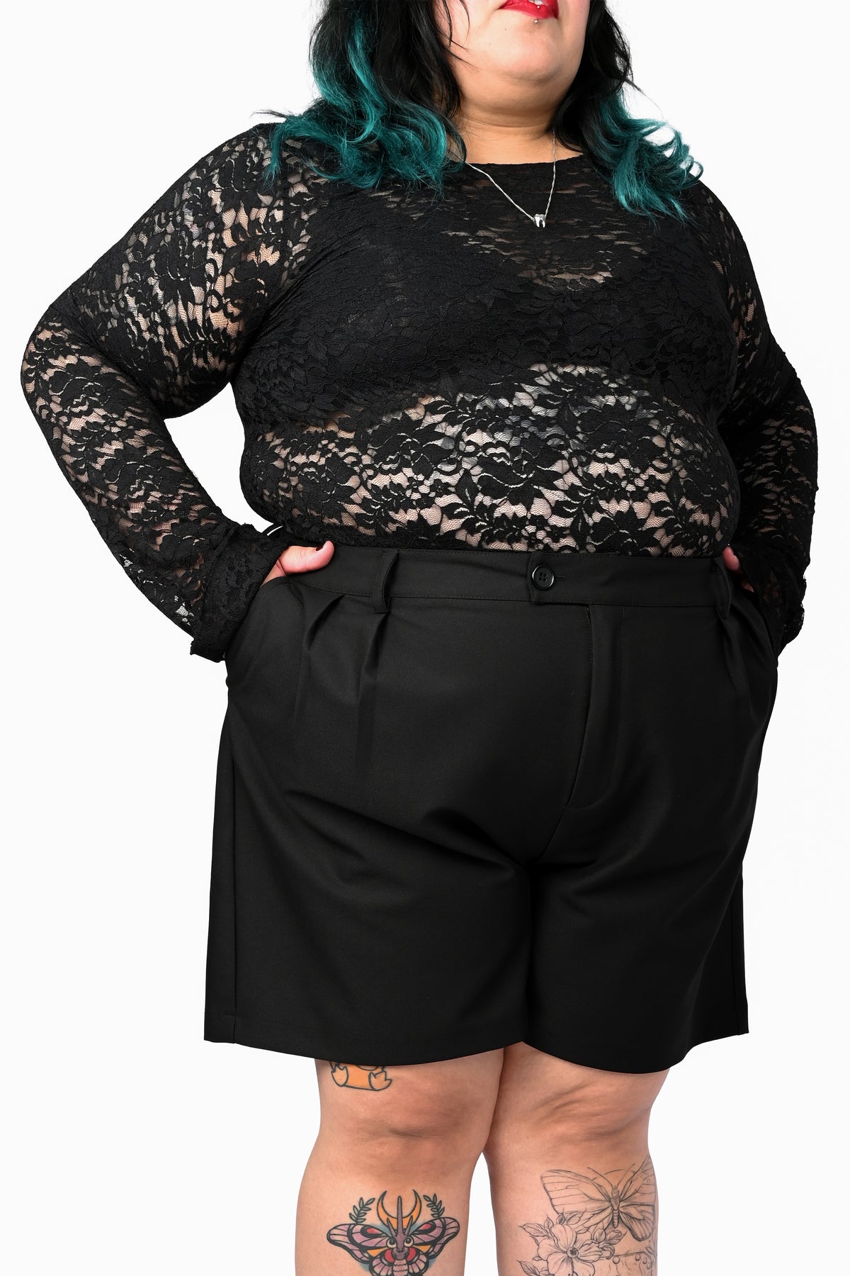 black long line shorts