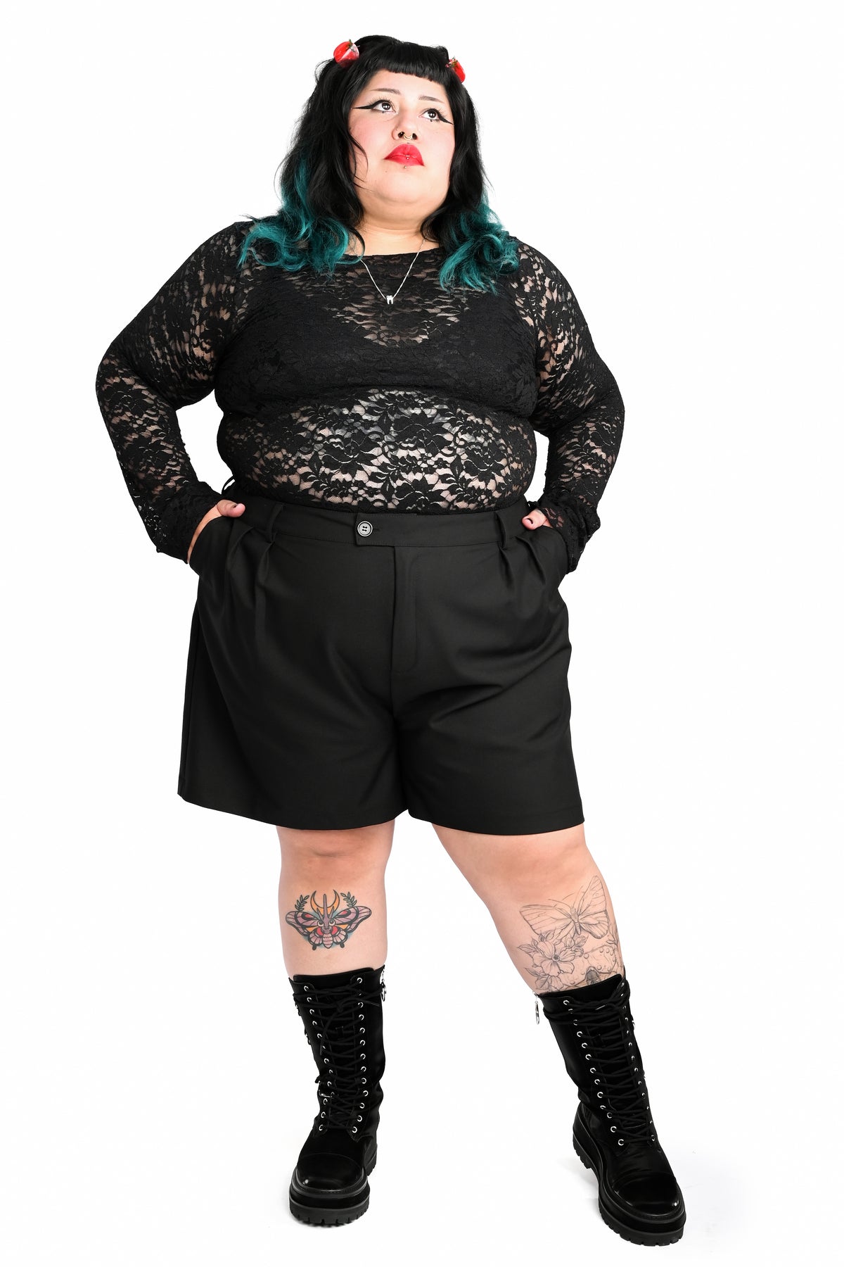 black long line shorts