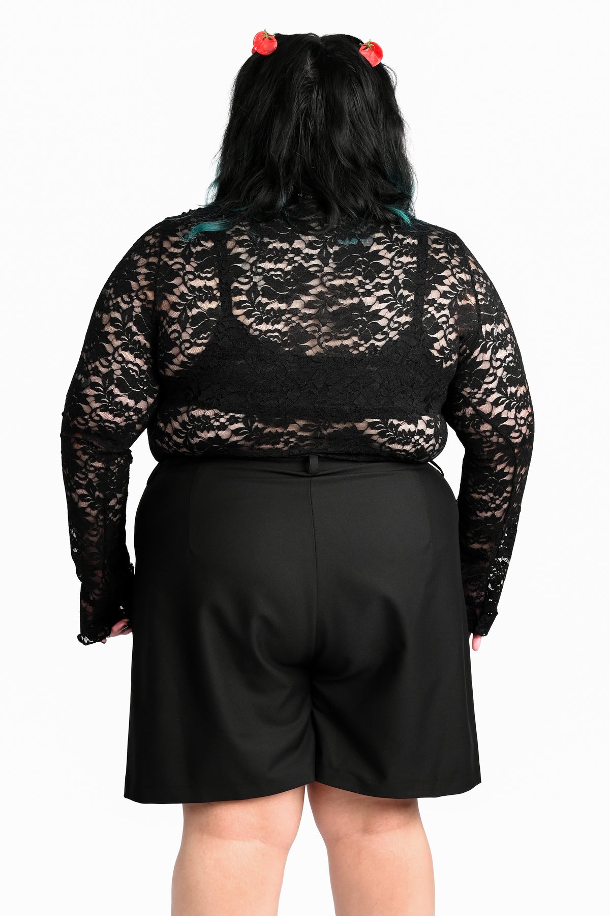 black long line shorts