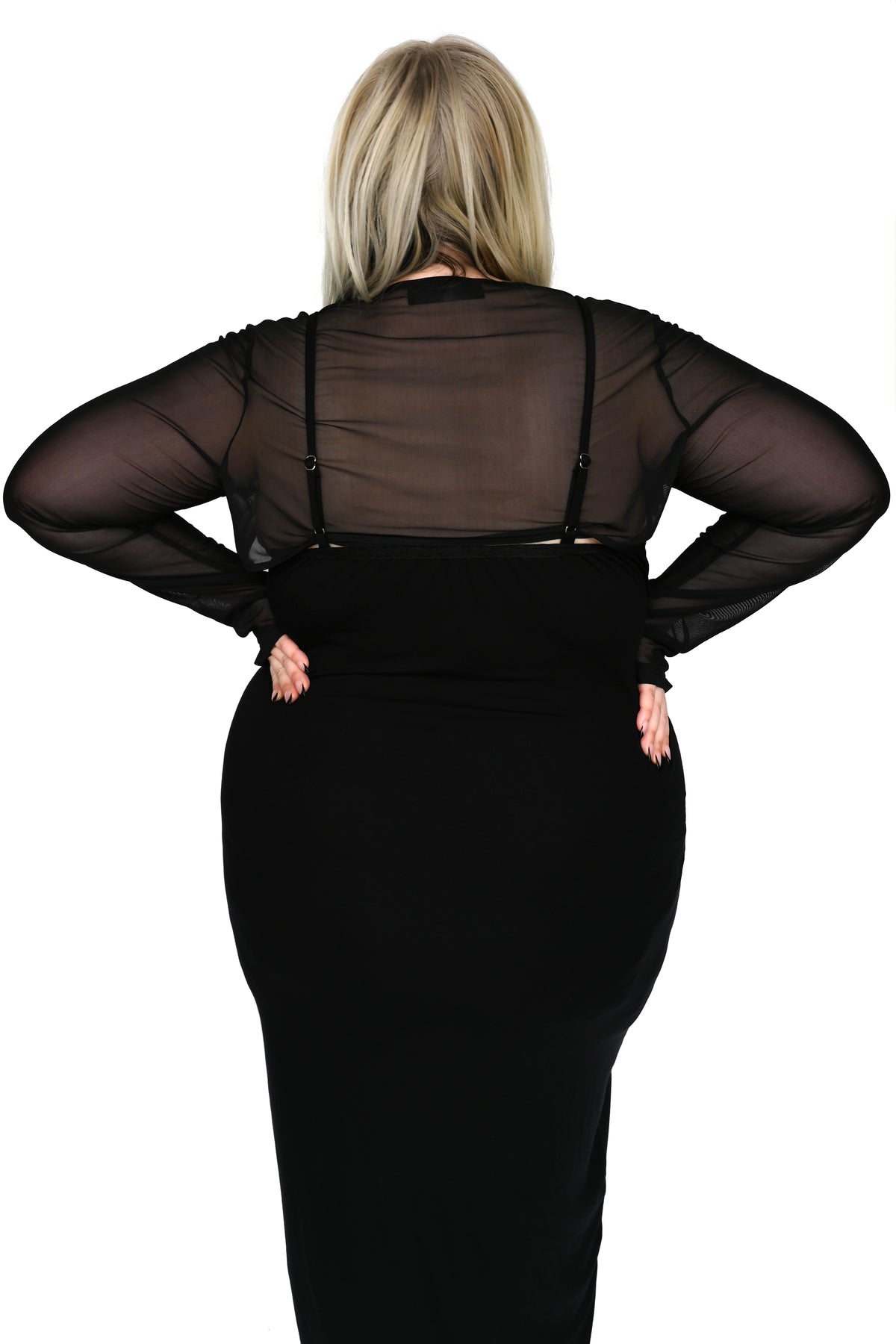 black mesh bolero with thumbholes