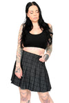 dark grey plaid pleated skirt