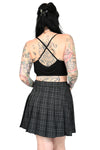 dark grey plaid pleated skirt