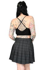 dark grey plaid pleated skirt