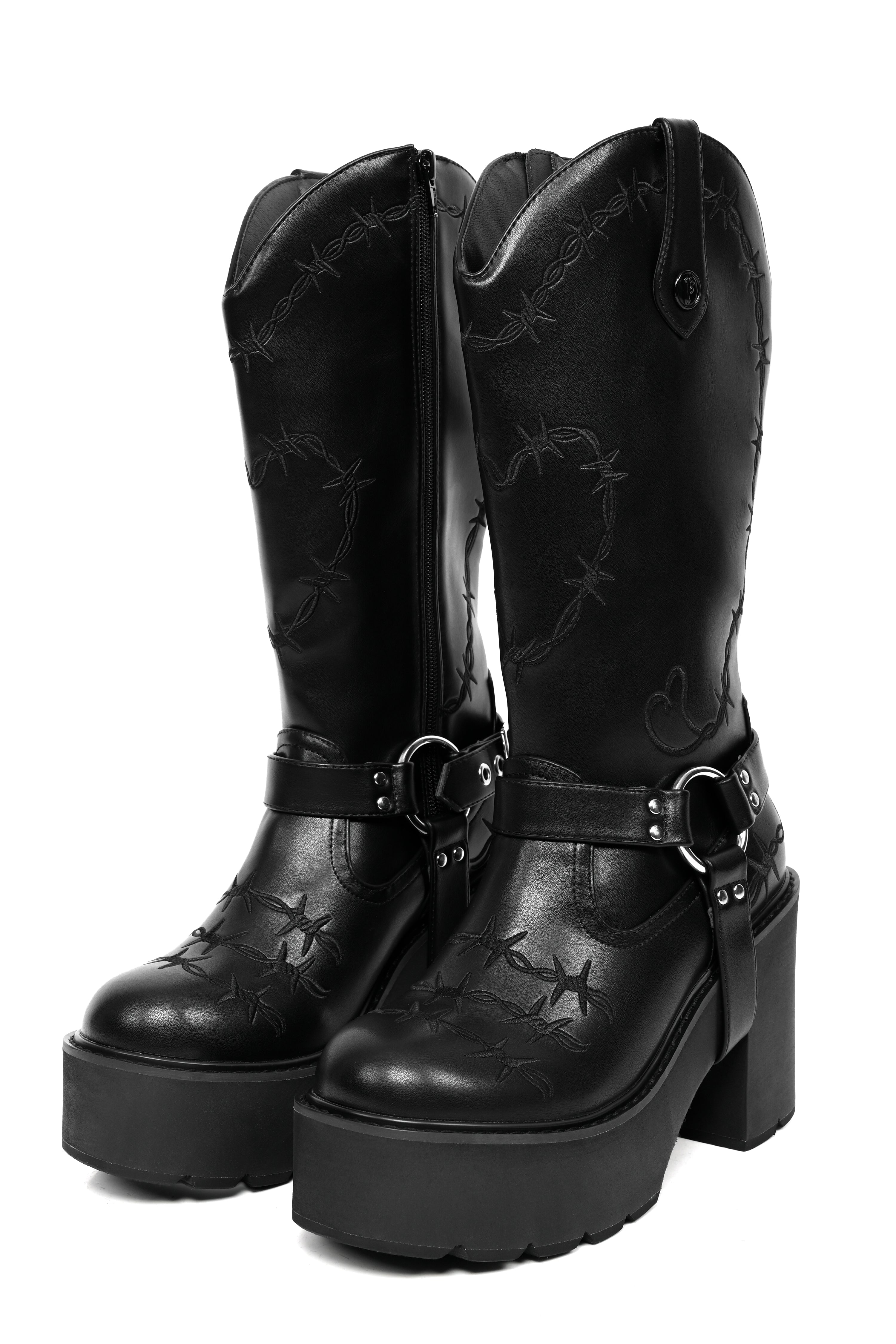 Barbed Wire Platform Cowboy Boots (Wide Calf Friendly) – FOXBLOOD