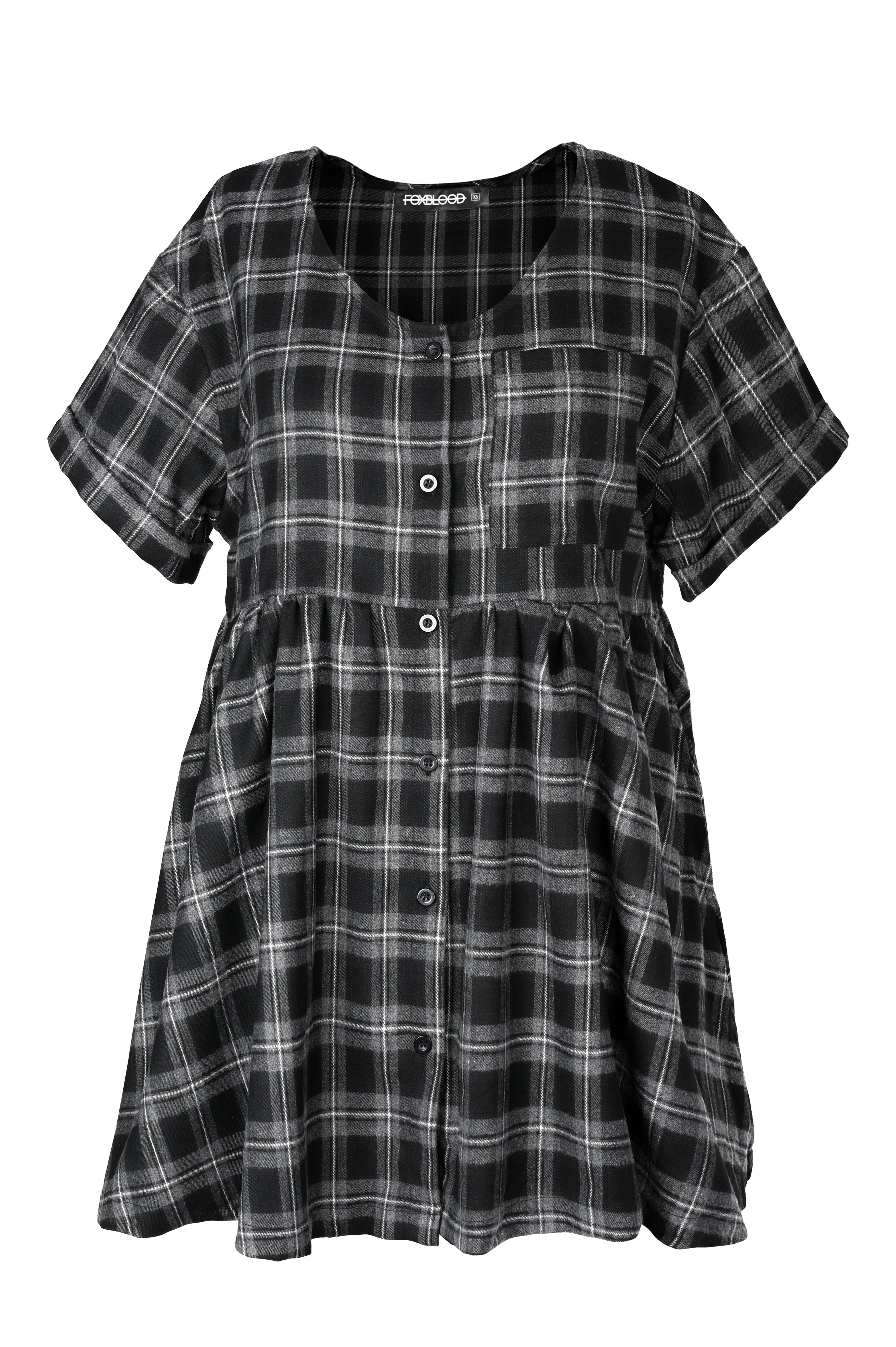 plaid long sleeve babydoll dress AE Plaid Long Sleeve Babydoll Dress