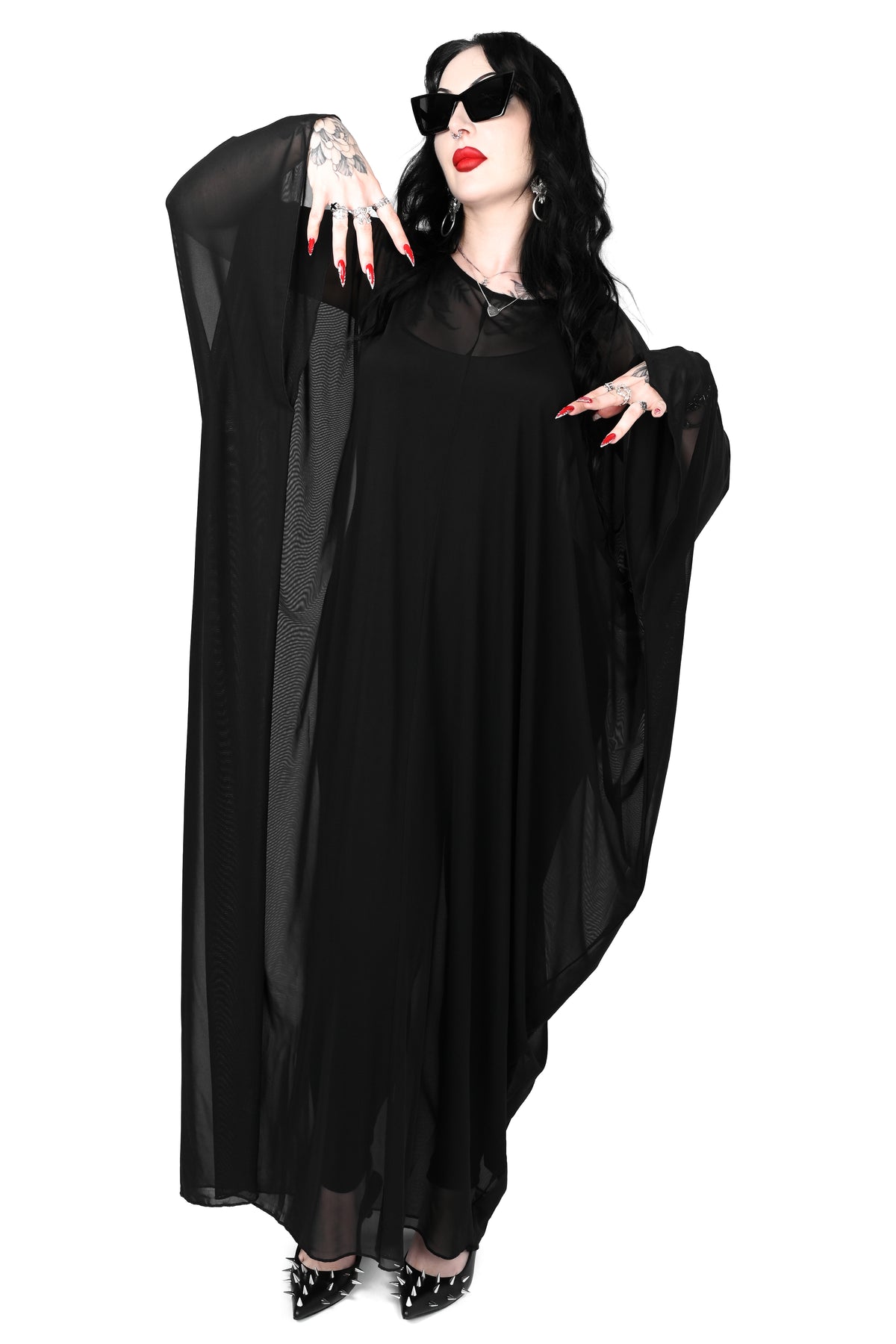 oversized mesh black kaftan