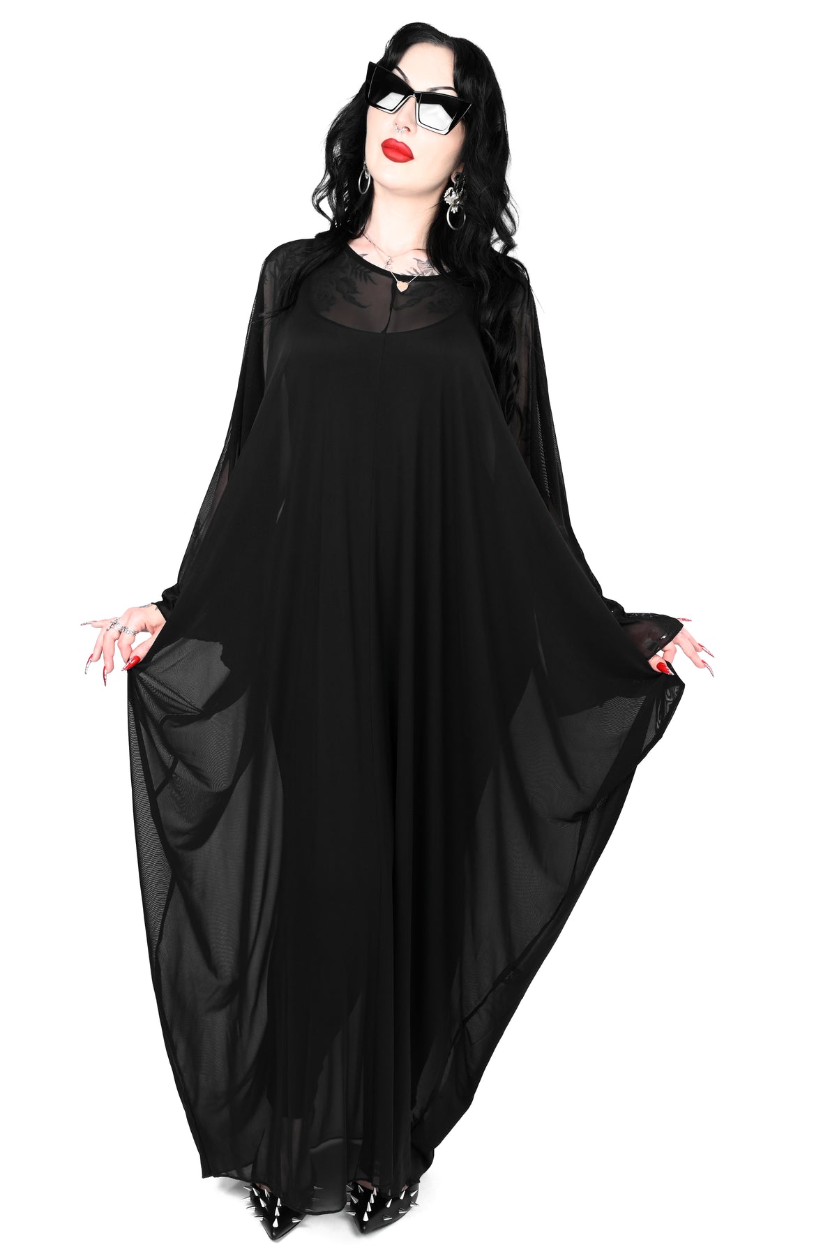 oversized mesh black kaftan