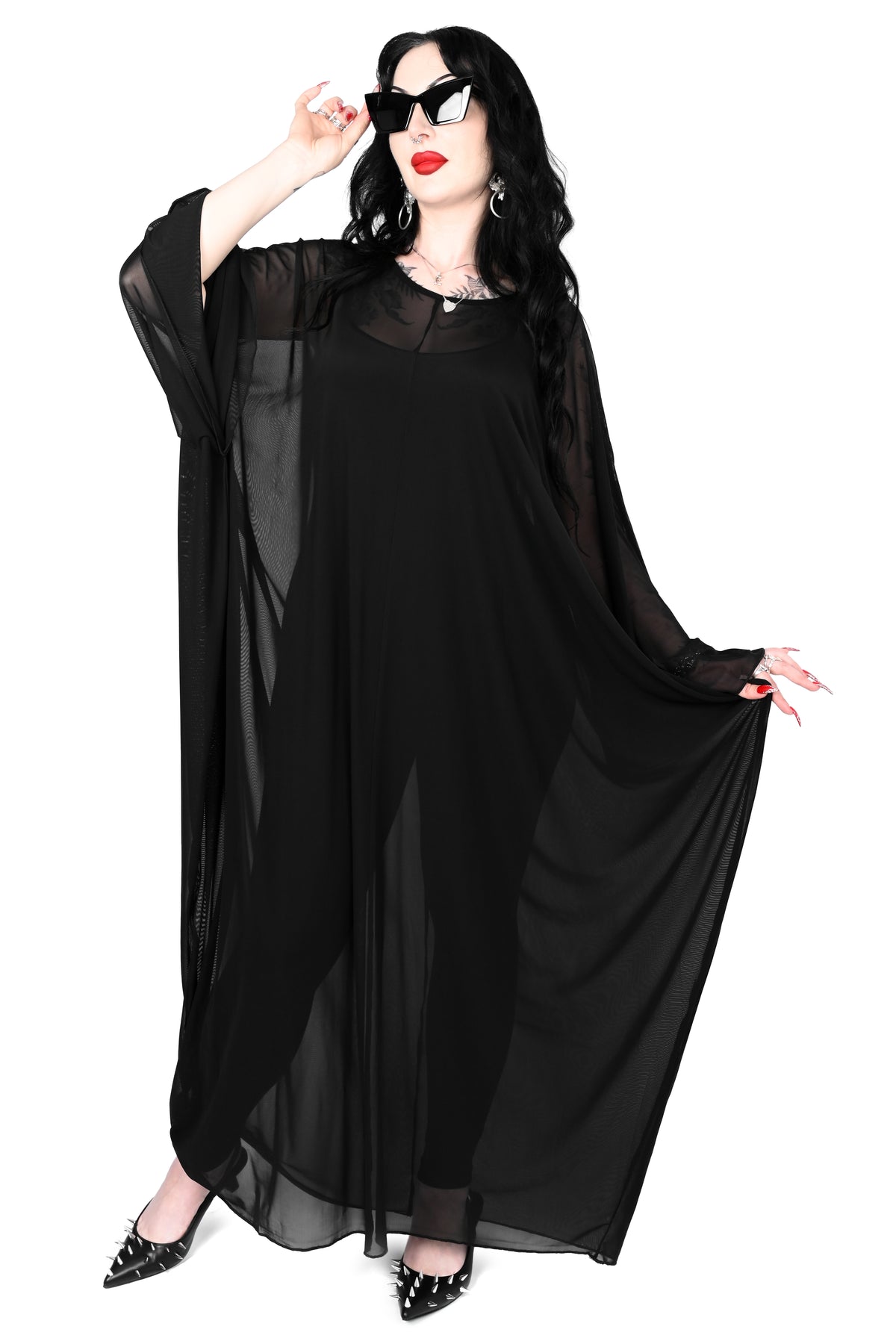 oversized mesh black kaftan