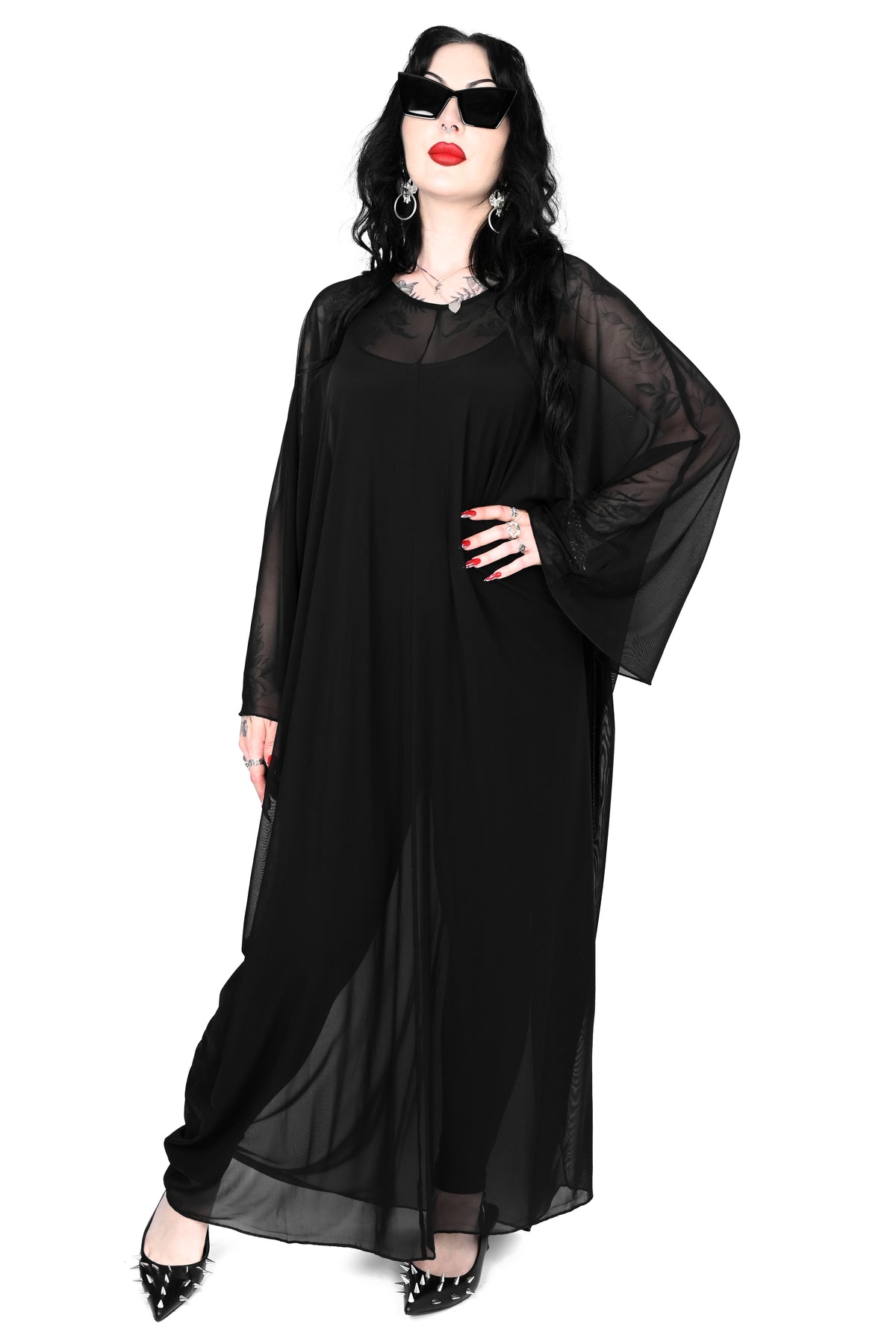oversized mesh black kaftan