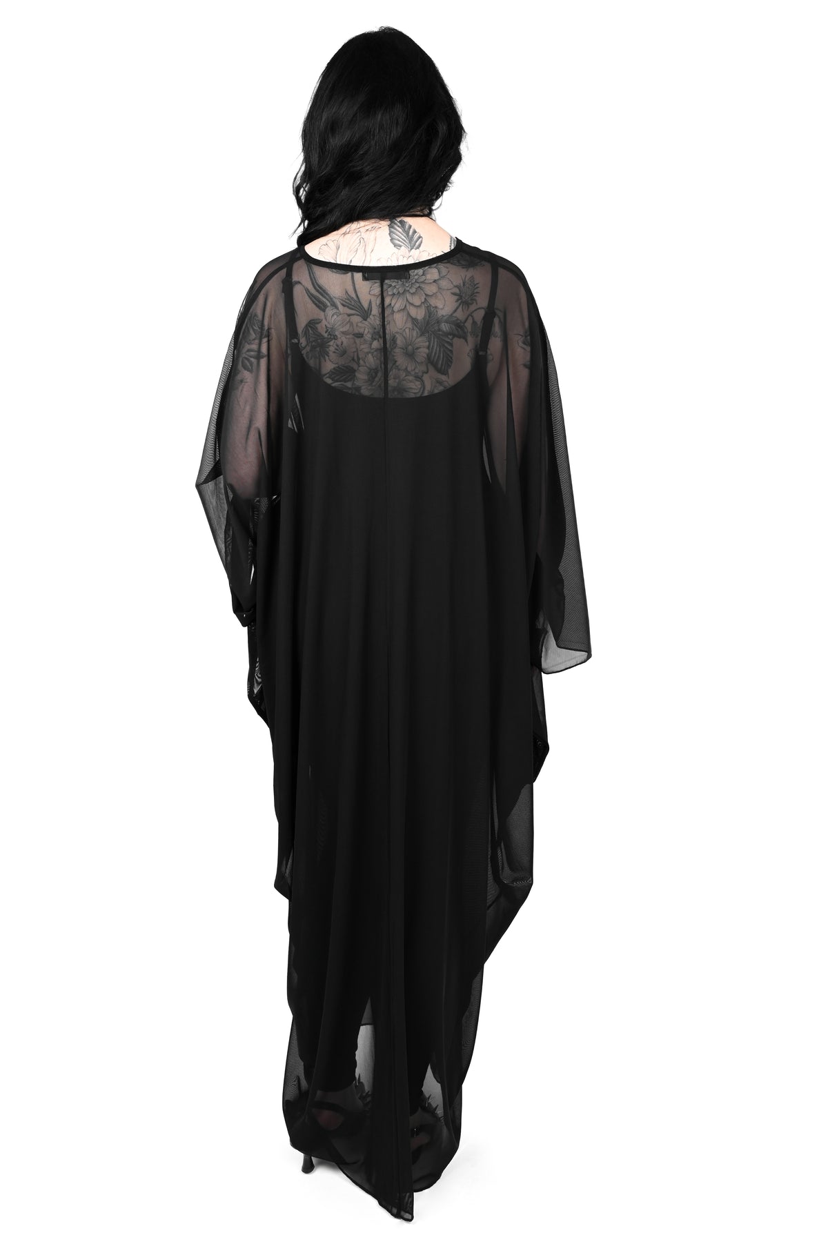 oversized mesh black kaftan
