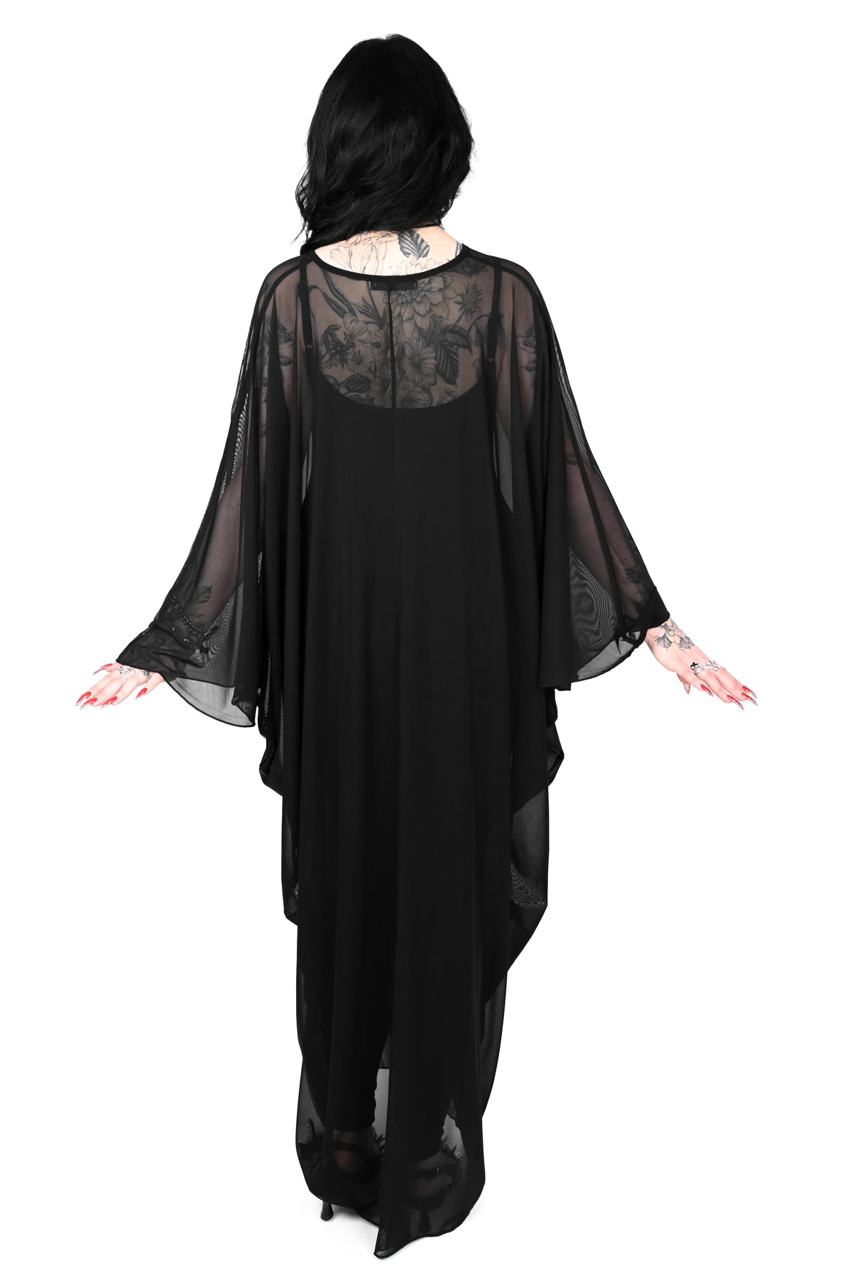 oversized mesh black kaftan