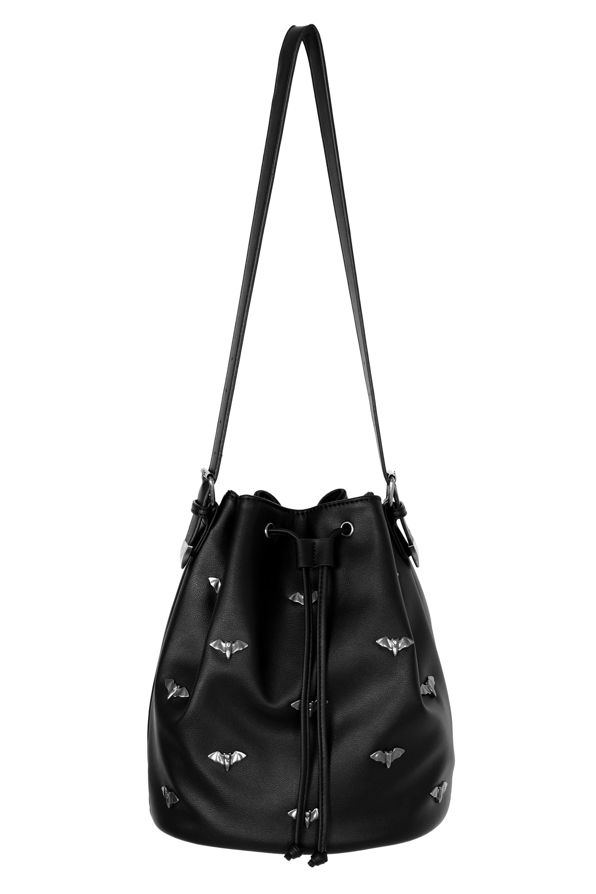 bucket bag with bat studs all over