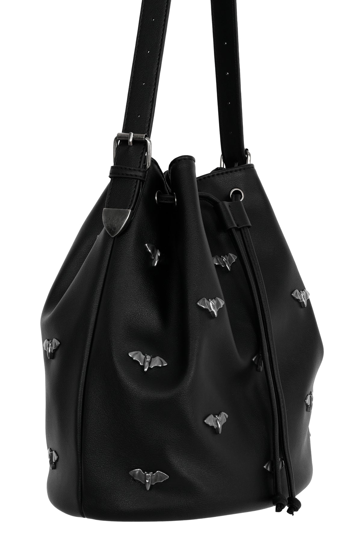 bucket bag with bat studs all over