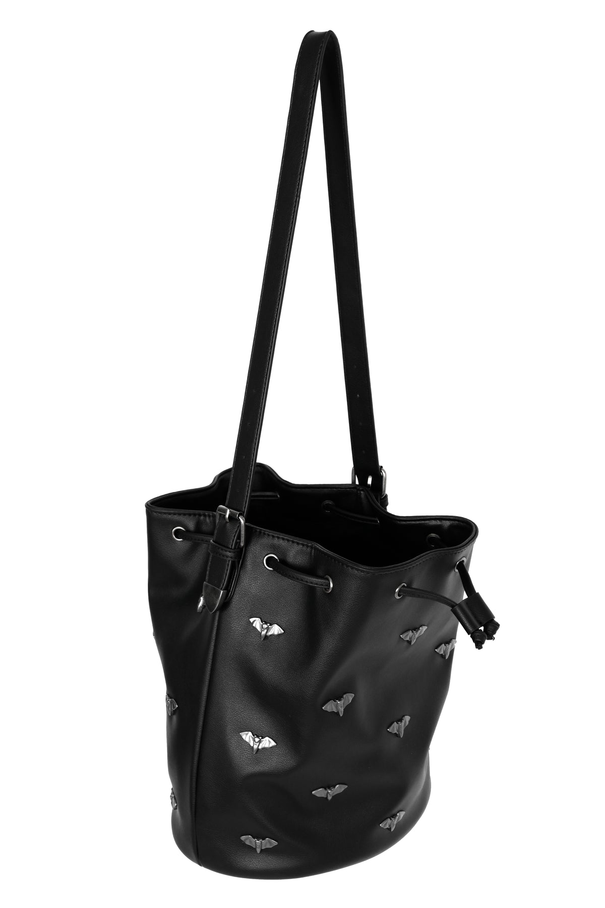 bucket bag with bat studs all over