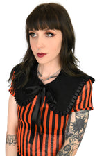 black removable collar with ribbon trim and ties