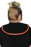 black detachable collar with orange ribbon trim and tie