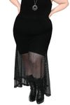 black fishnet maxi skirt with high low bottom hem