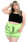 green glow in the dark shorts with black stitches pattern