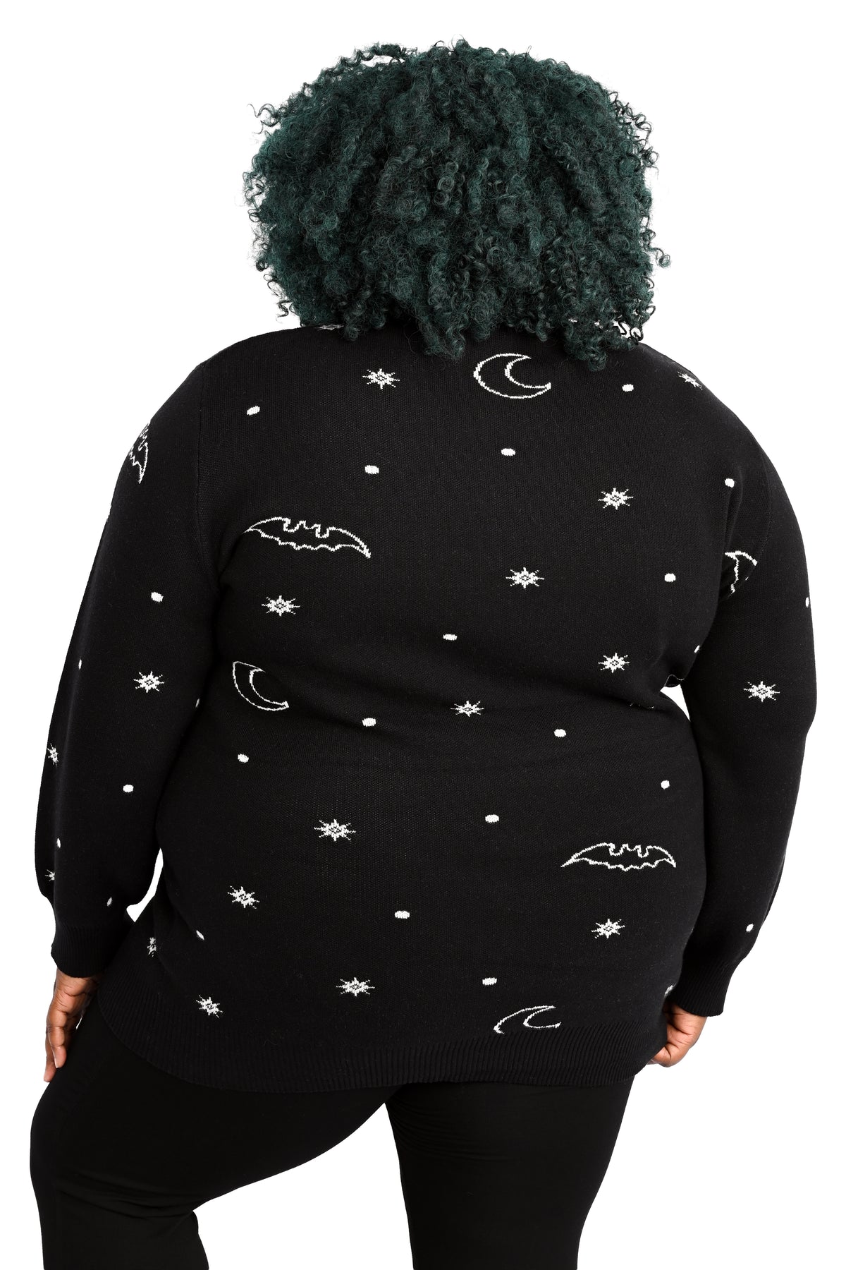 black holiday sweater with a snowglobe featuring 2 rats building a rat snow man