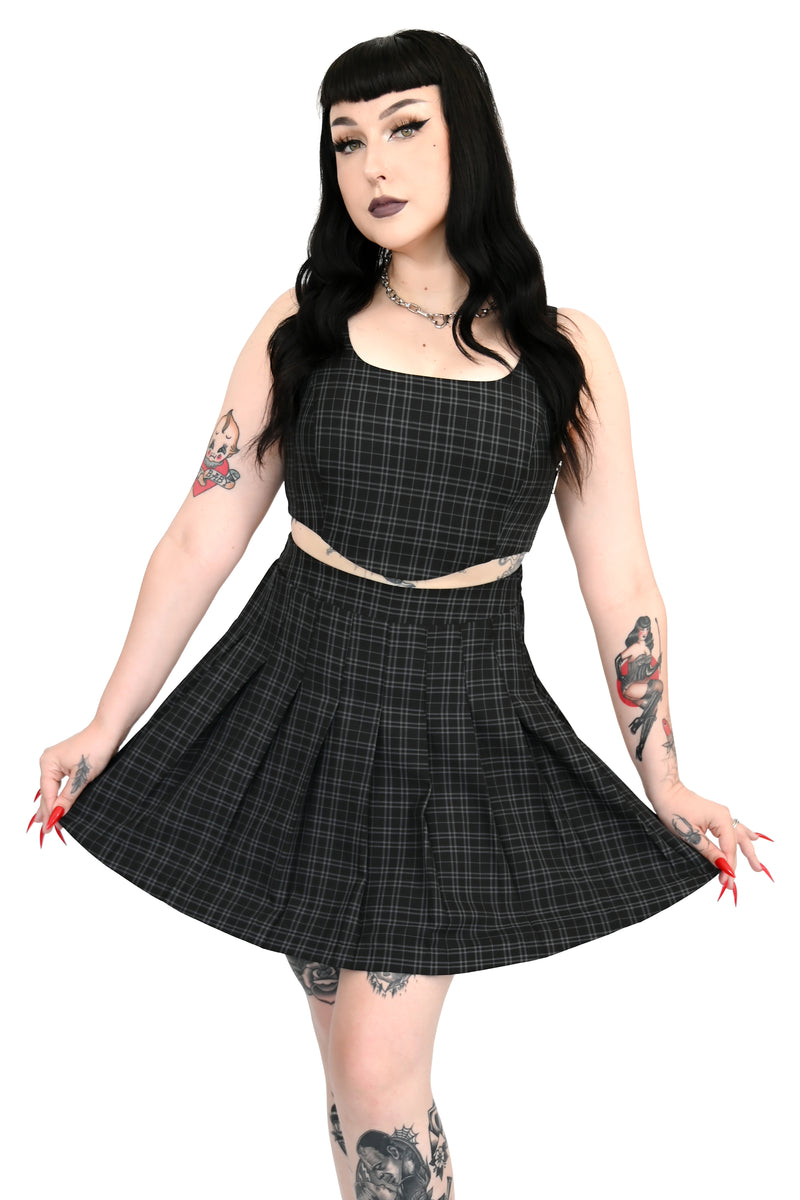 Dark Academy Pleated Skirt with Shorts