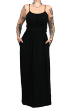 black spaghetti strap maxi dress