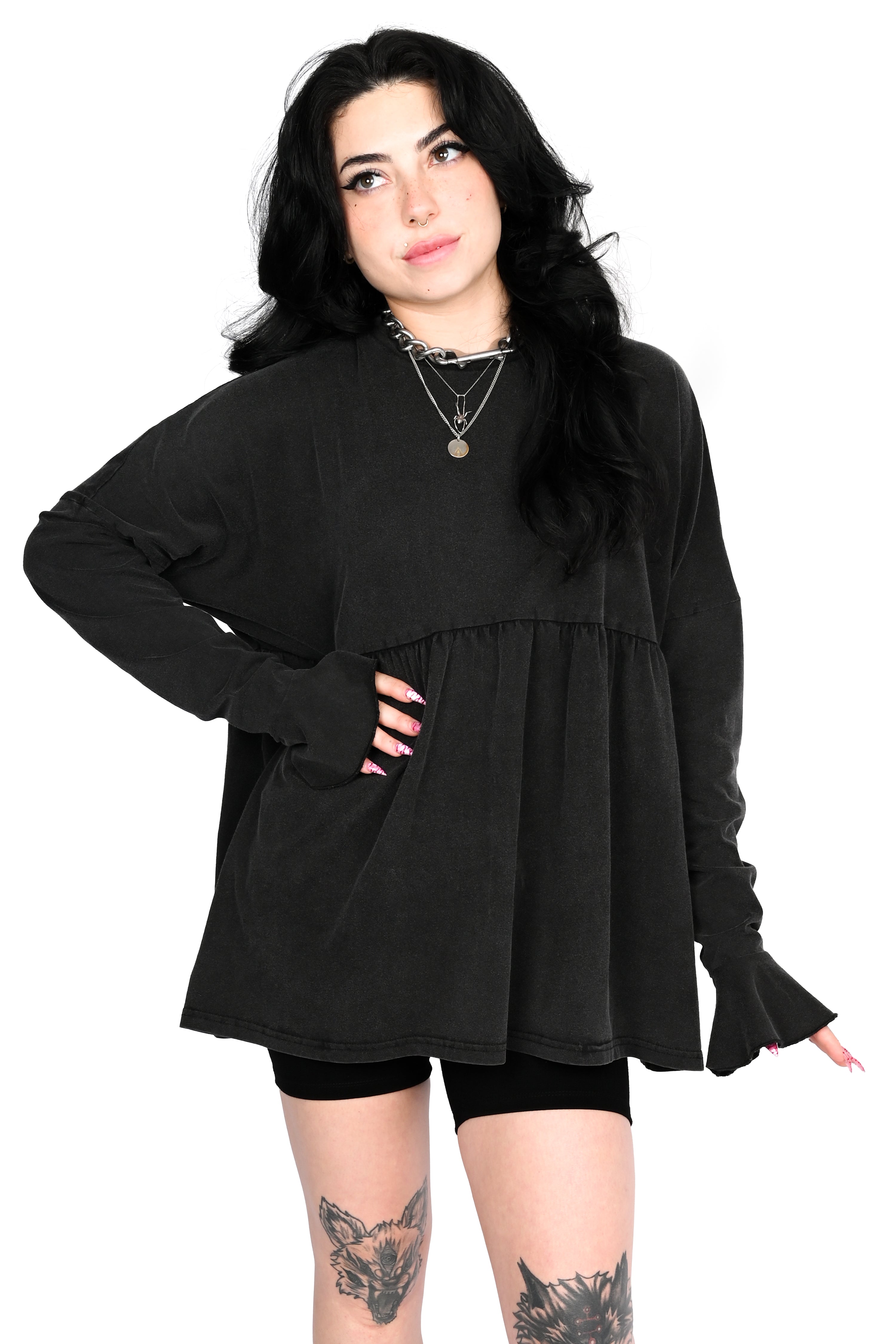 black long sleeve babydoll dress Khloe – FOXBLOOD 40 looks a little tan this versatile piece effortlessly Choose Your Flavor:Chocolate mousse fresh fruit