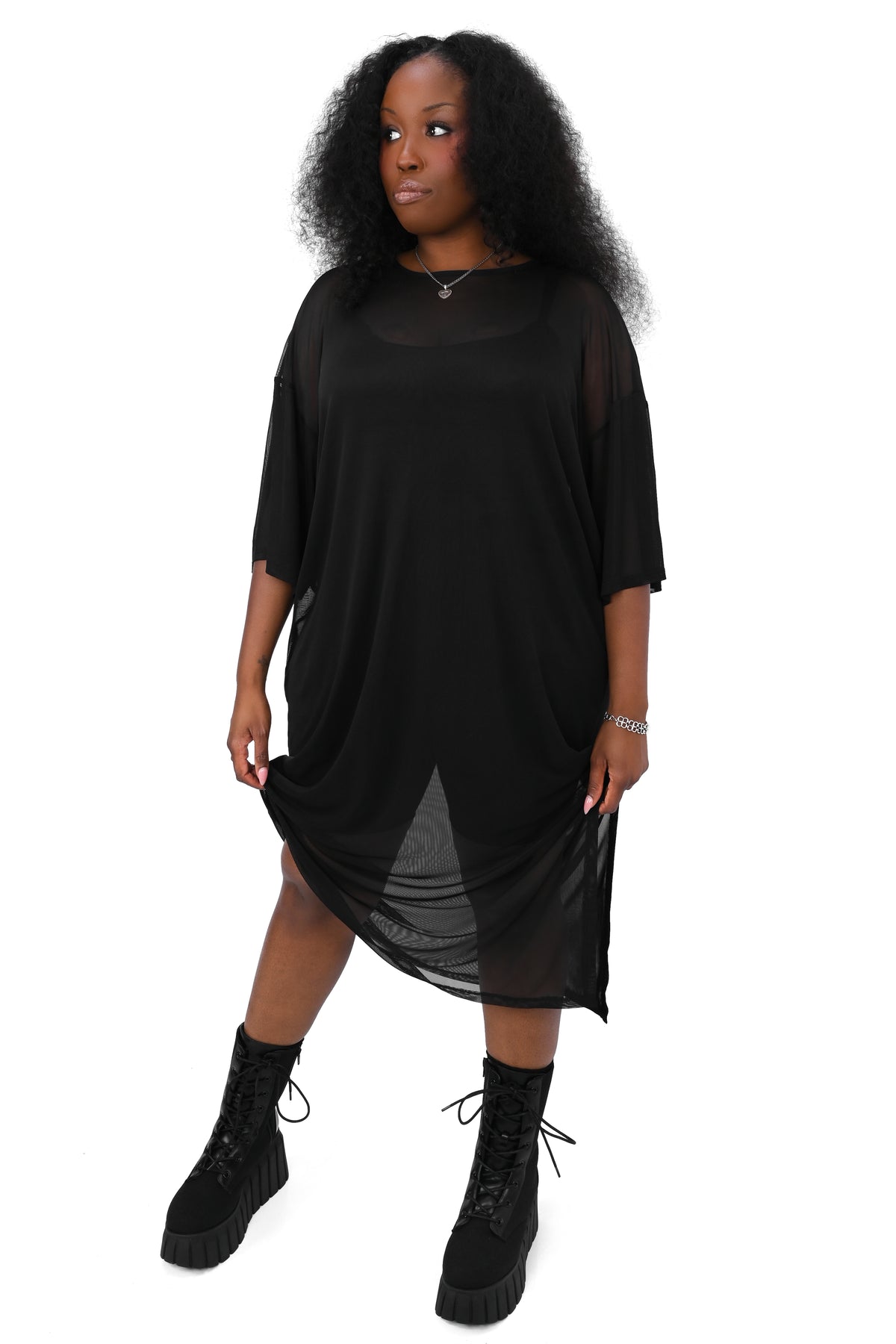 Oversized Mesh T-Shirt Dress M/L Oversized Mesh T-Shirt Dress M/L