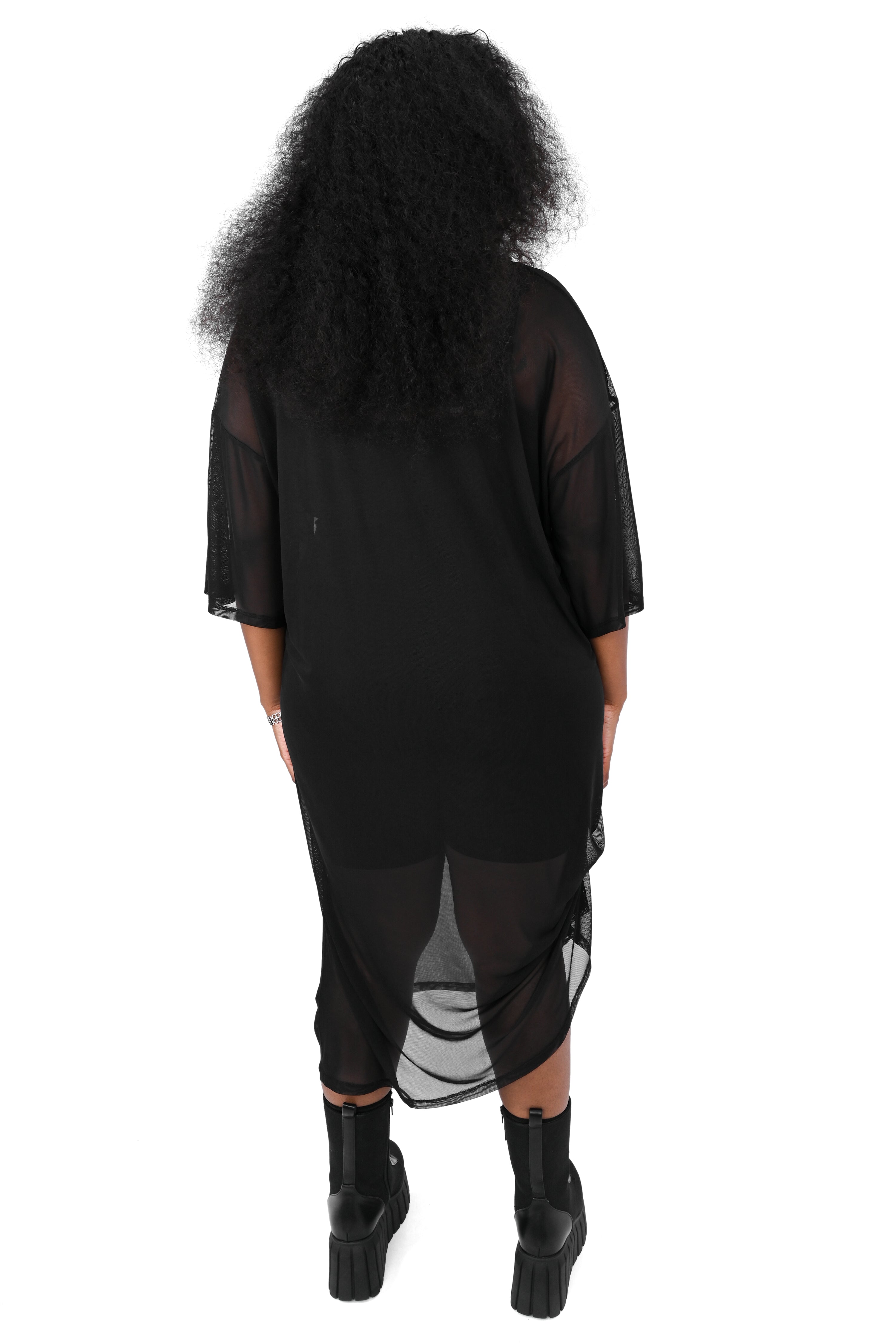 sheer t shirt dress Dresses | Black Top 95% cotton (top) Infftru Sheer Mesh Off-Shoulder Midi
