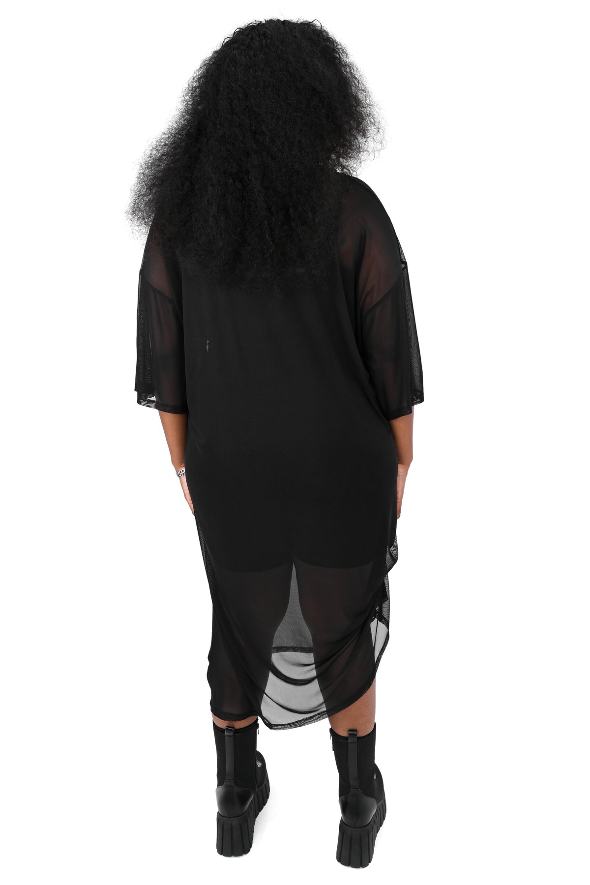black oversized mesh t-shirt maxi dress