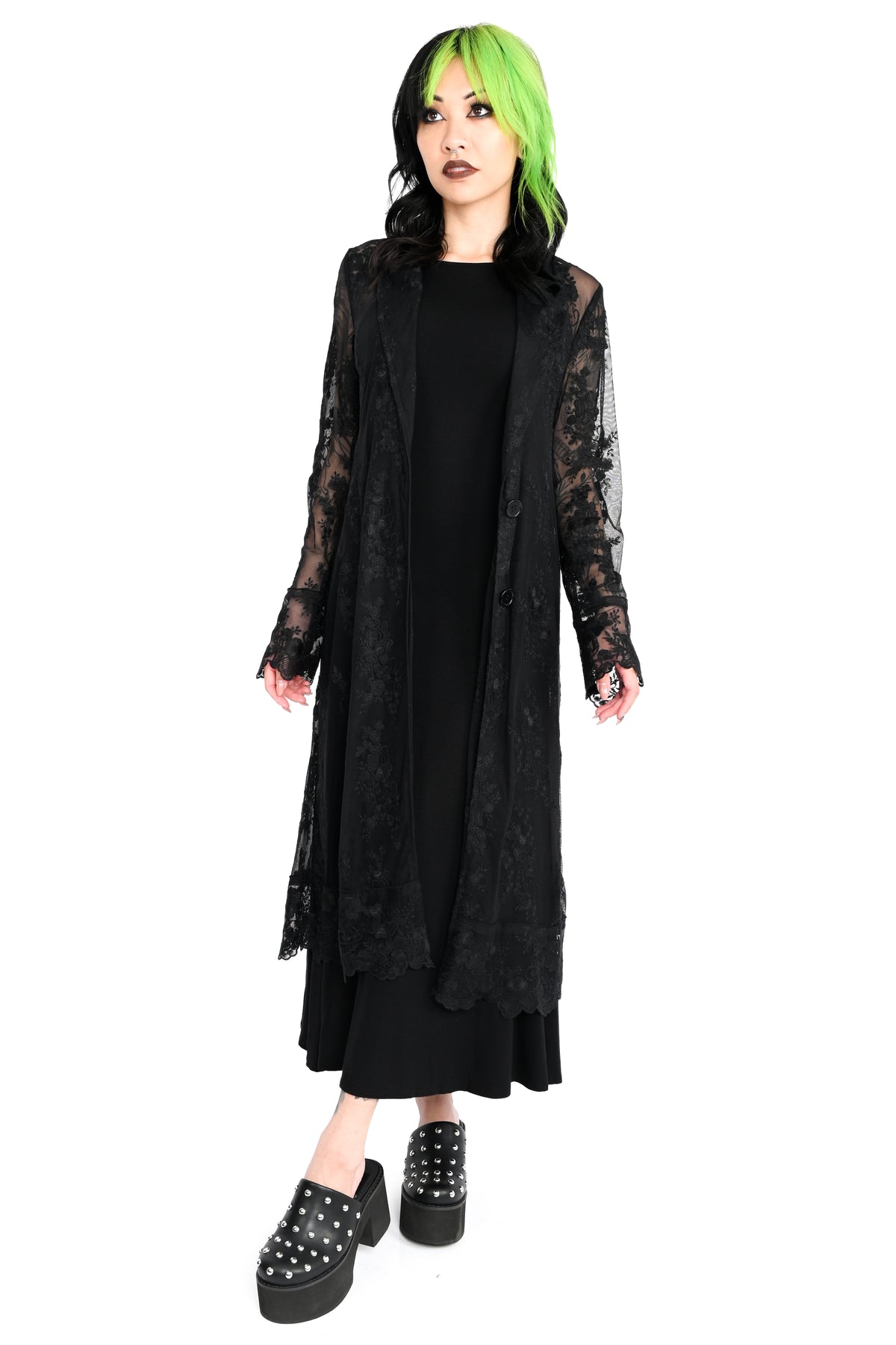 black lace trench coat