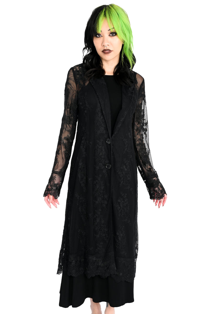 black lace trench coat