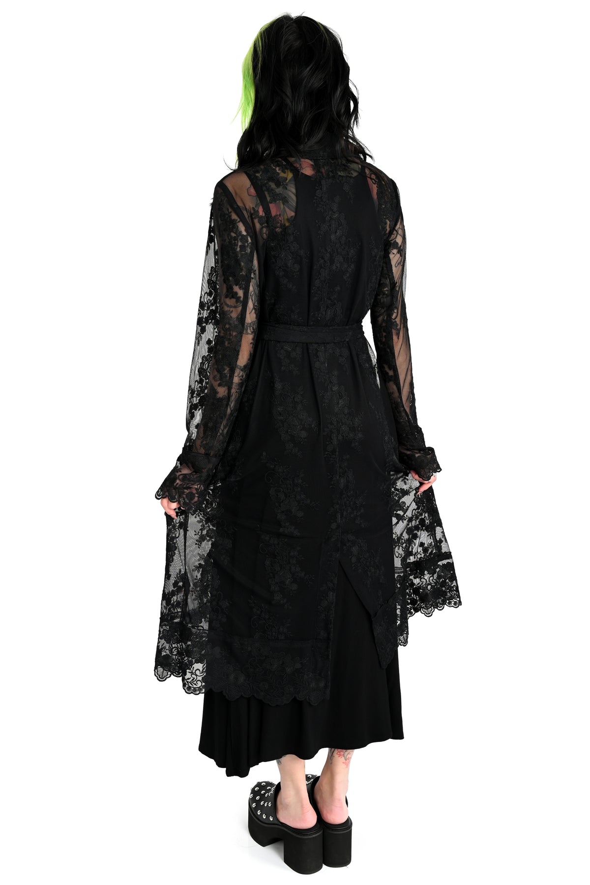 black lace trench coat