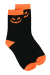 black socks with orange jackolantern face and trim