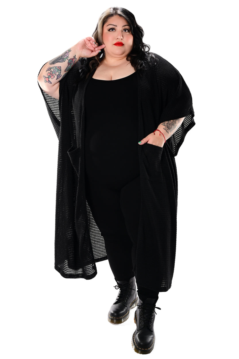 Foxblood Rosy Chiffon Duster Zwart