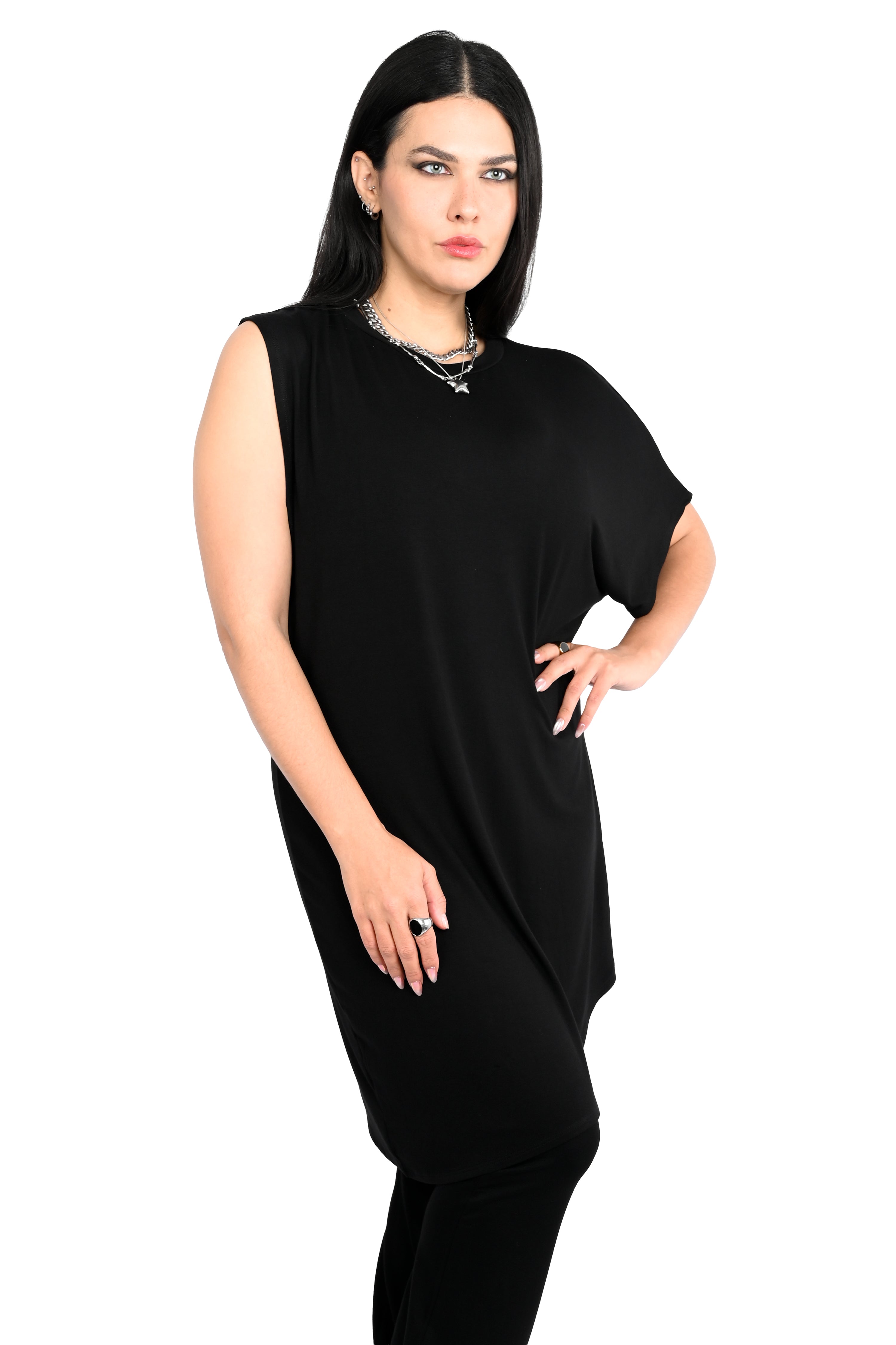 Black No.1 Asymmetrical Tunic Top - No Restock! – FOXBLOOD