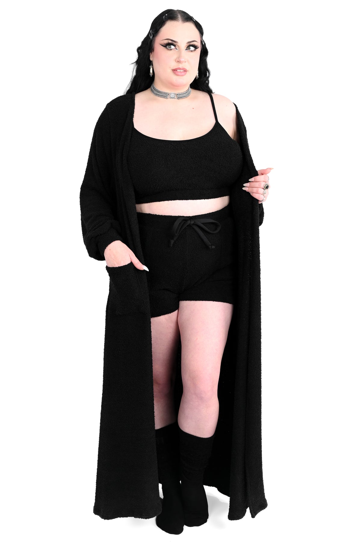 Fuzzy Teddy 3 Piece Lounge Set w/ Shorts