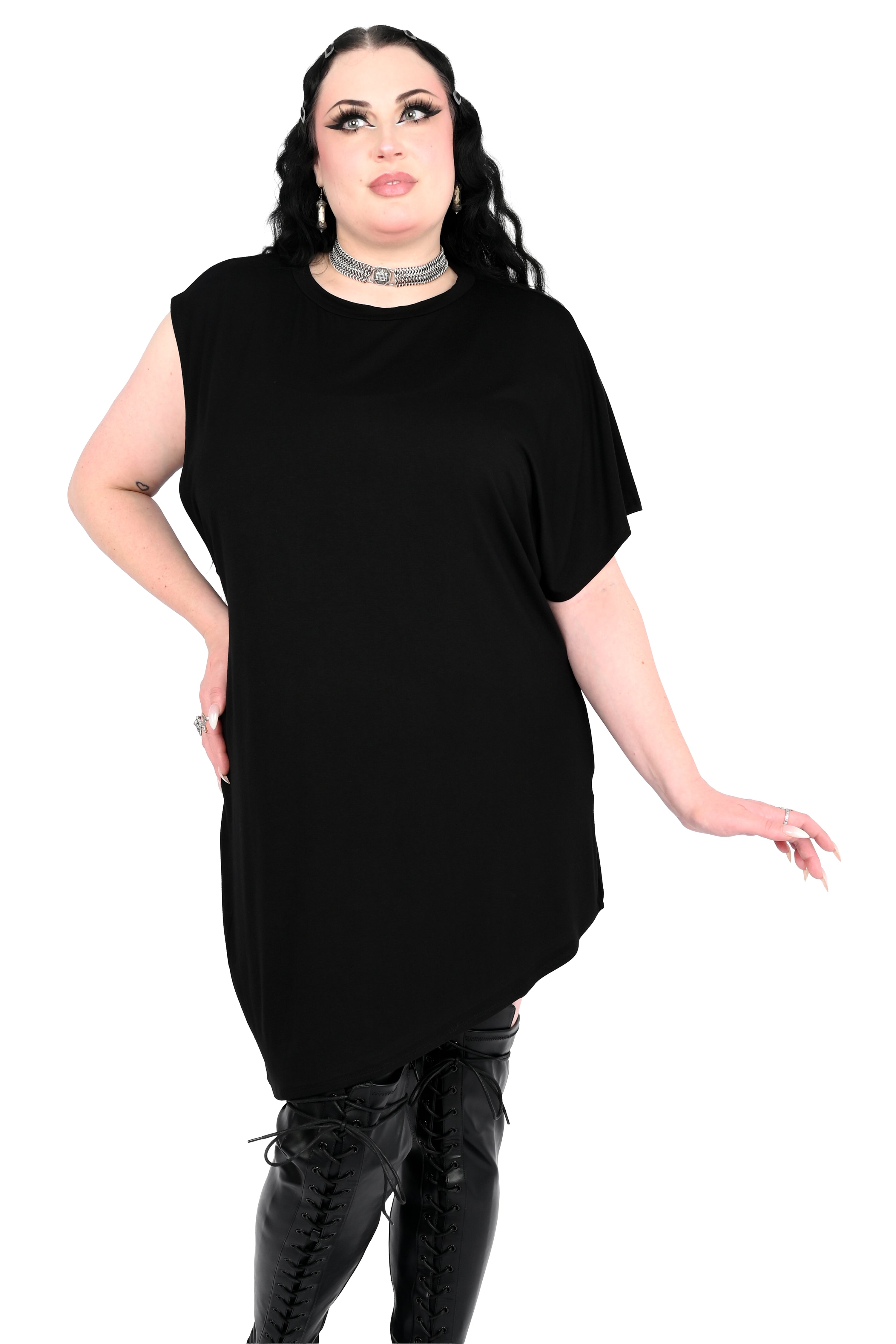 Black No.1 Asymmetrical Tunic Top - No Restock! – FOXBLOOD