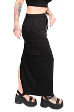 black cargo maxi skirt