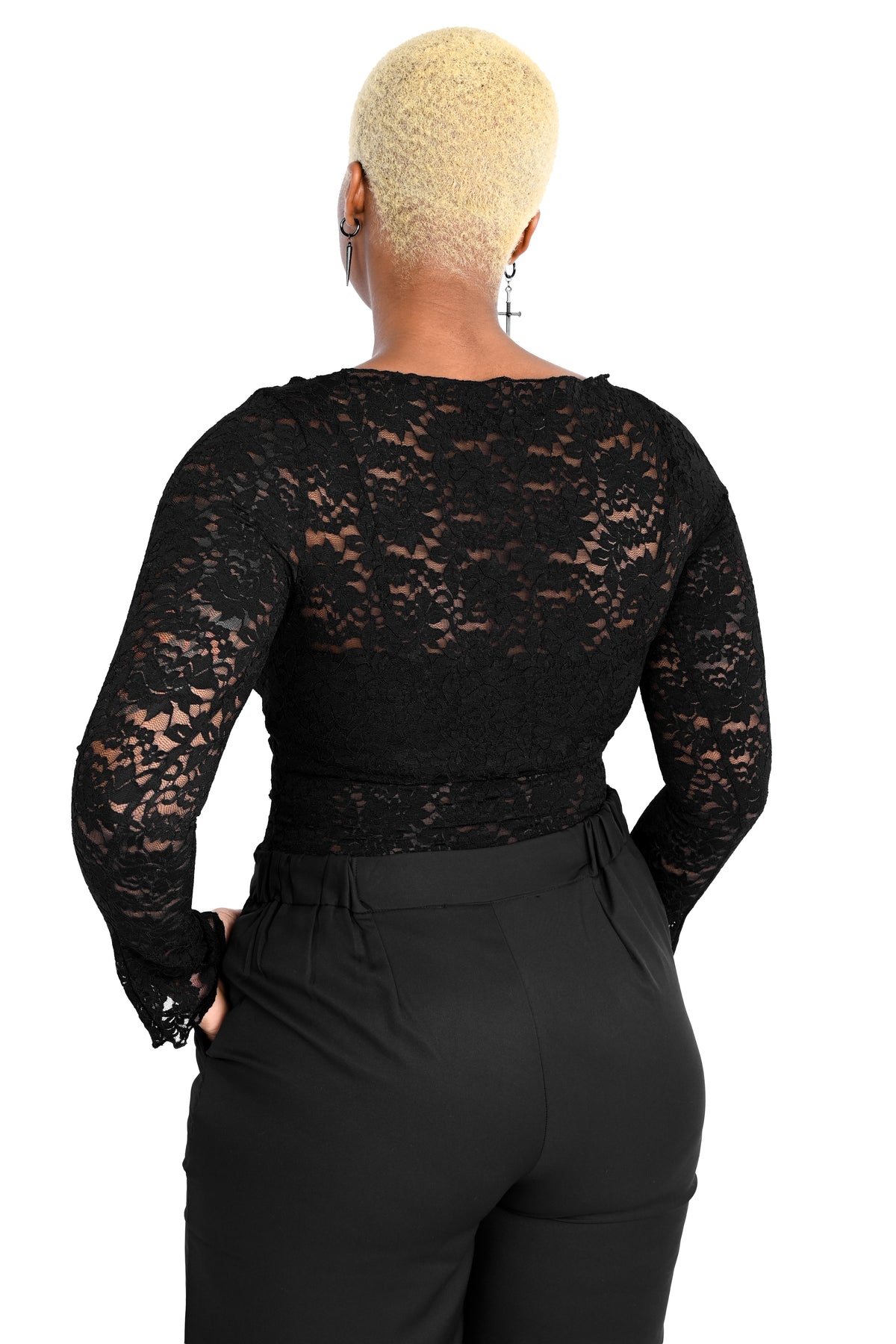black lace long sleeve top