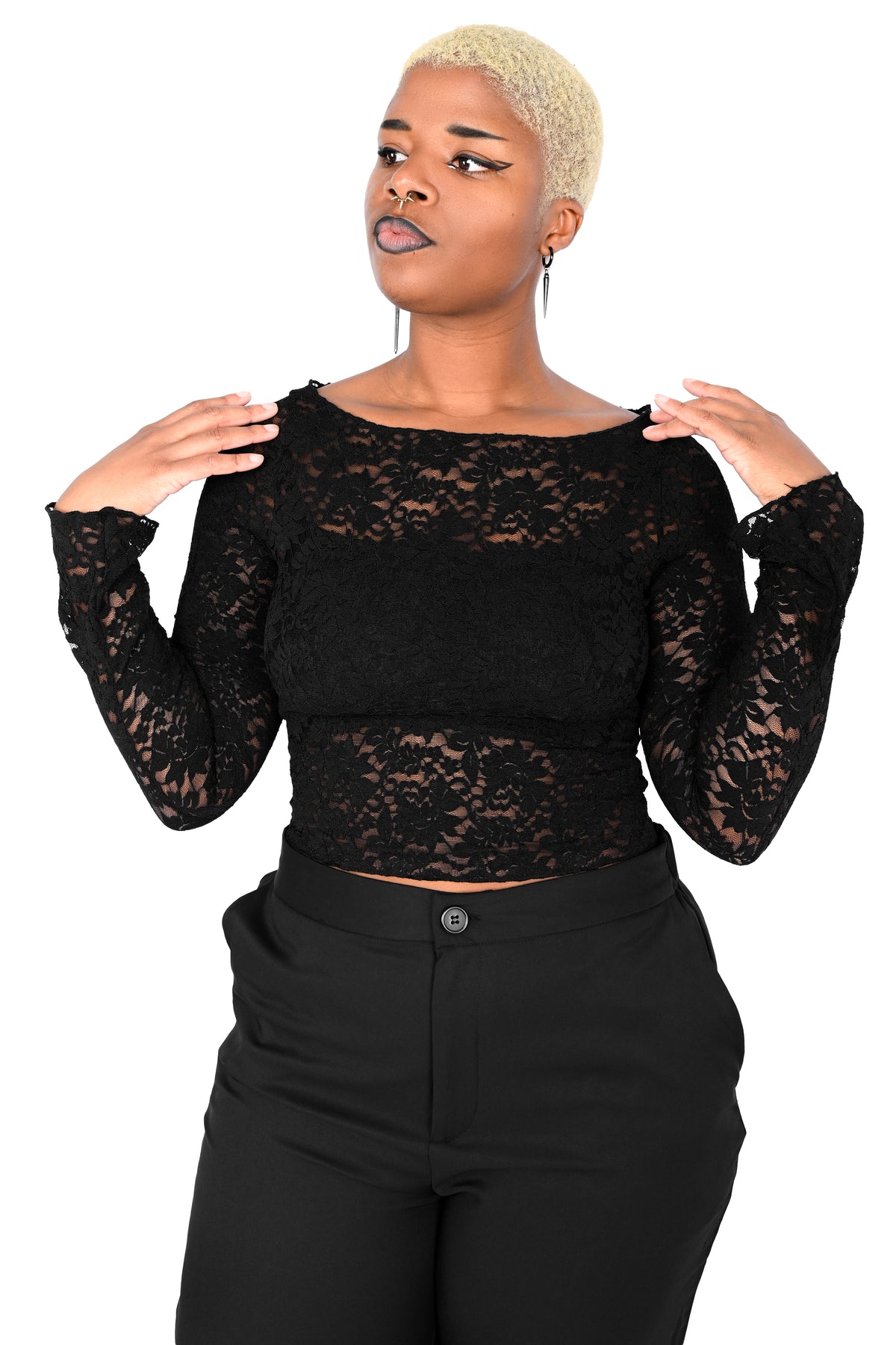 black lace long sleeve top