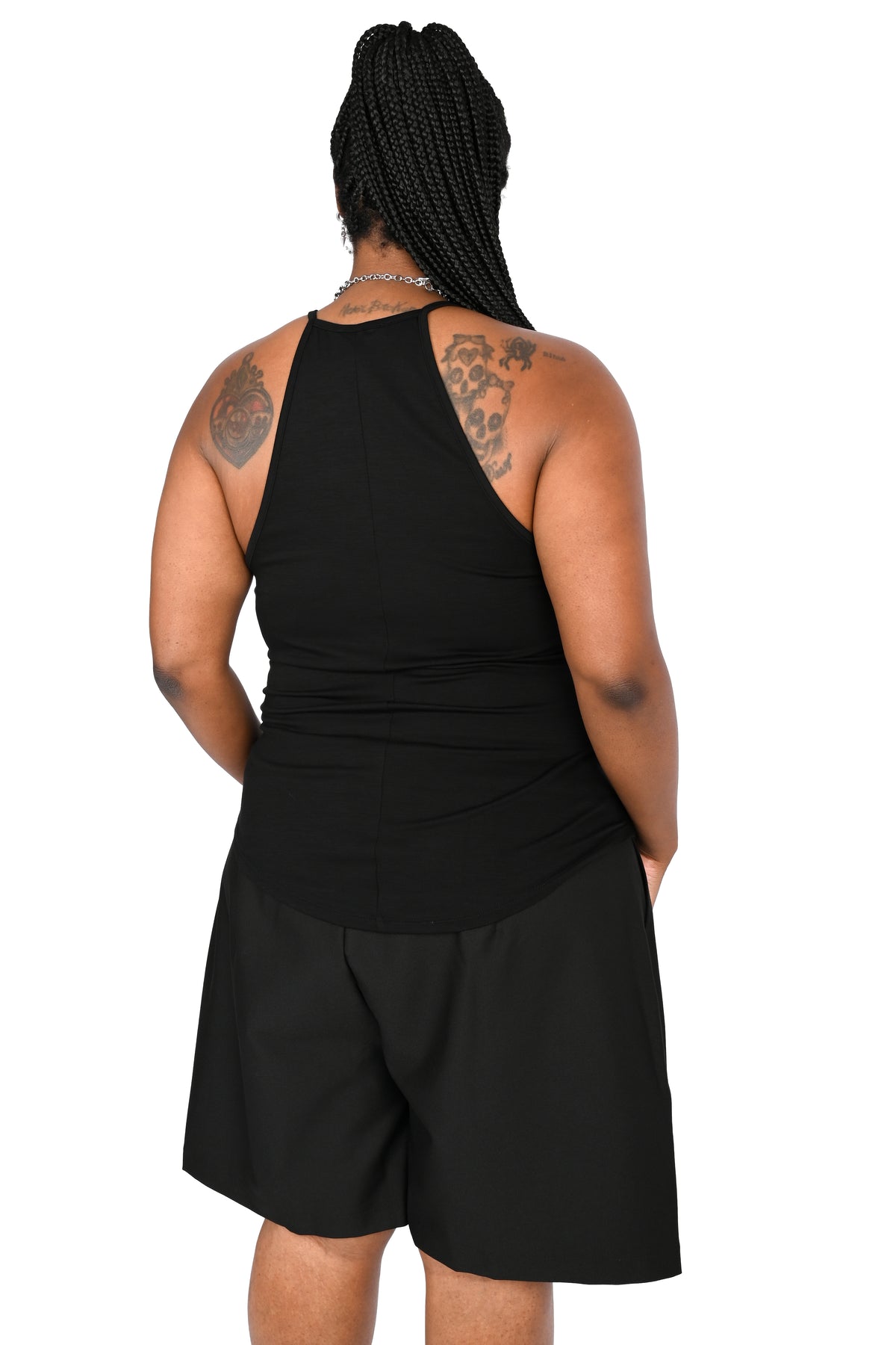 black long line tank with racerback