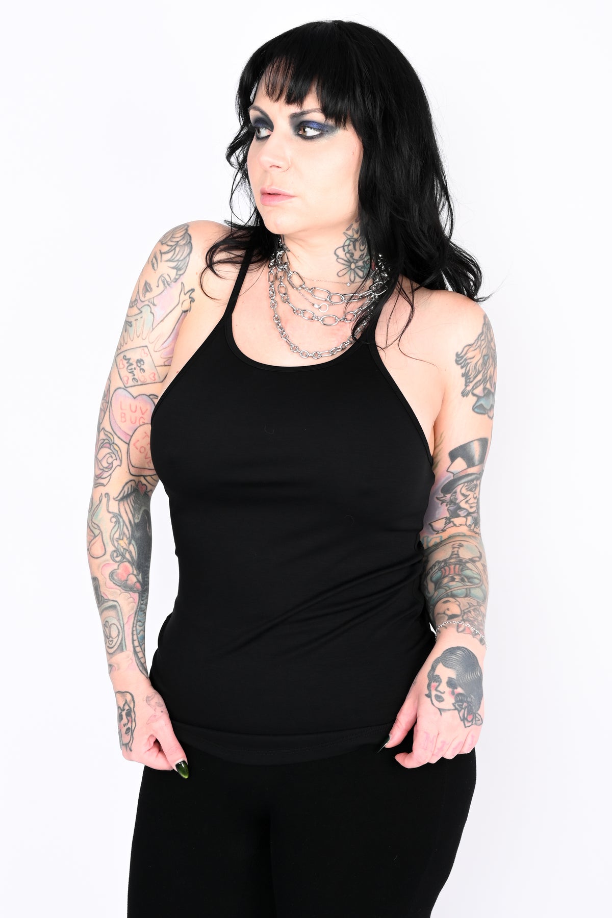 black long line tank with racerback