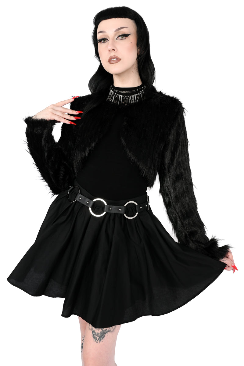 fuzzy faux fur cropped long sleeve bolero top