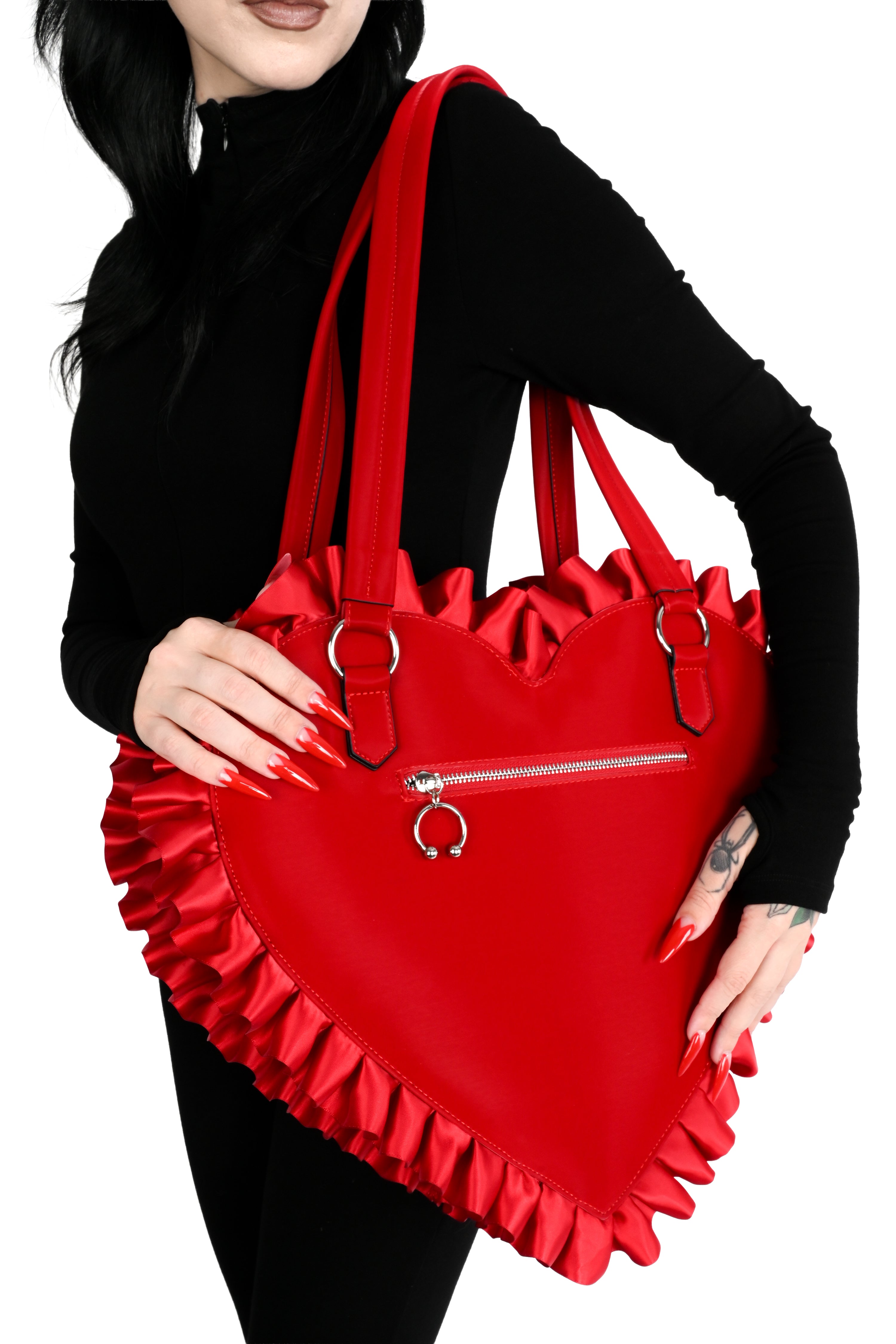 Red PVC Heart Tote – FOXBLOOD
